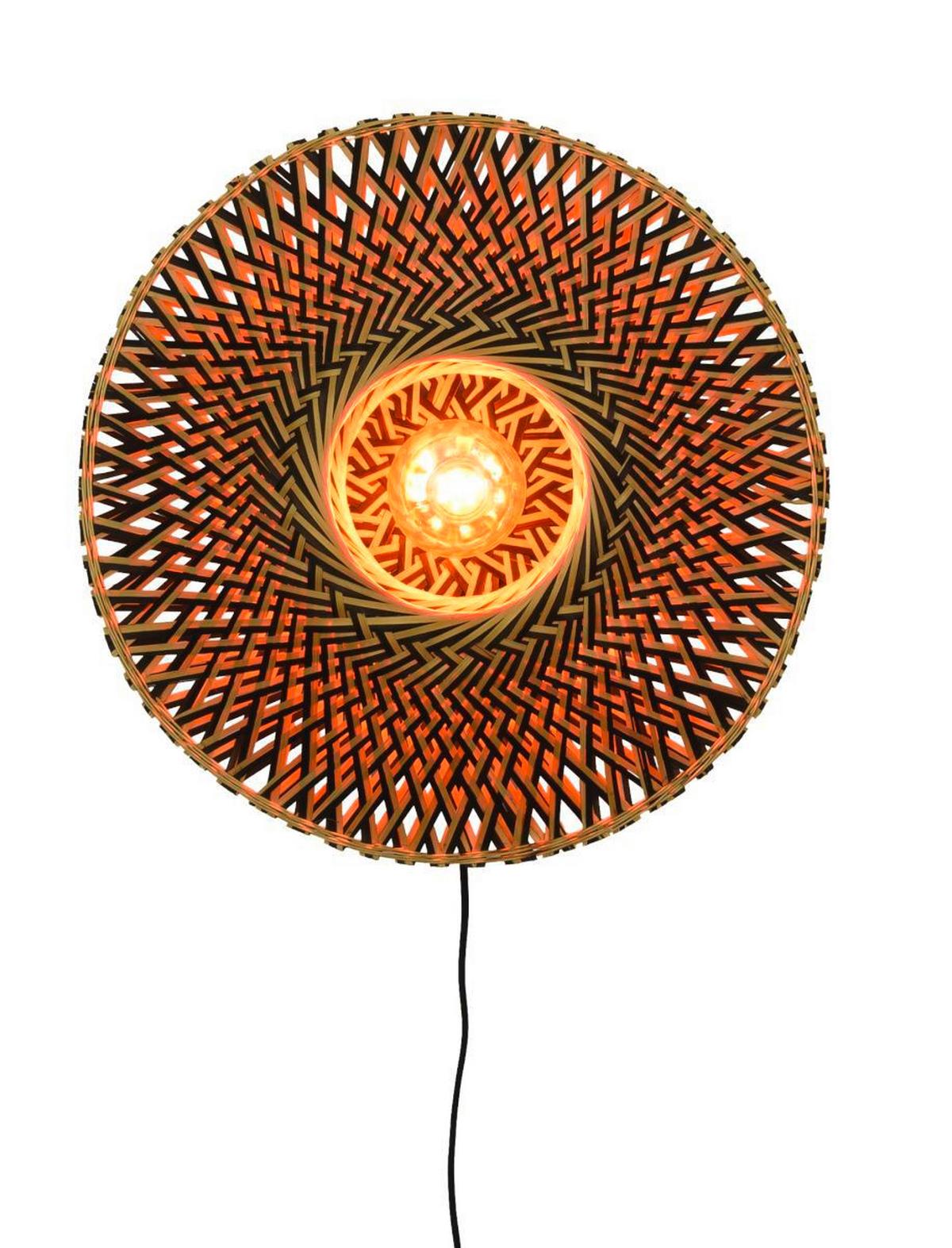 Wandleuchte Bali in Schwarz/Braun max. 40 Watt - Hellbraun/Schwarz, Natur, Naturmaterialien/Metall (47/26cm) - Good & Mojo