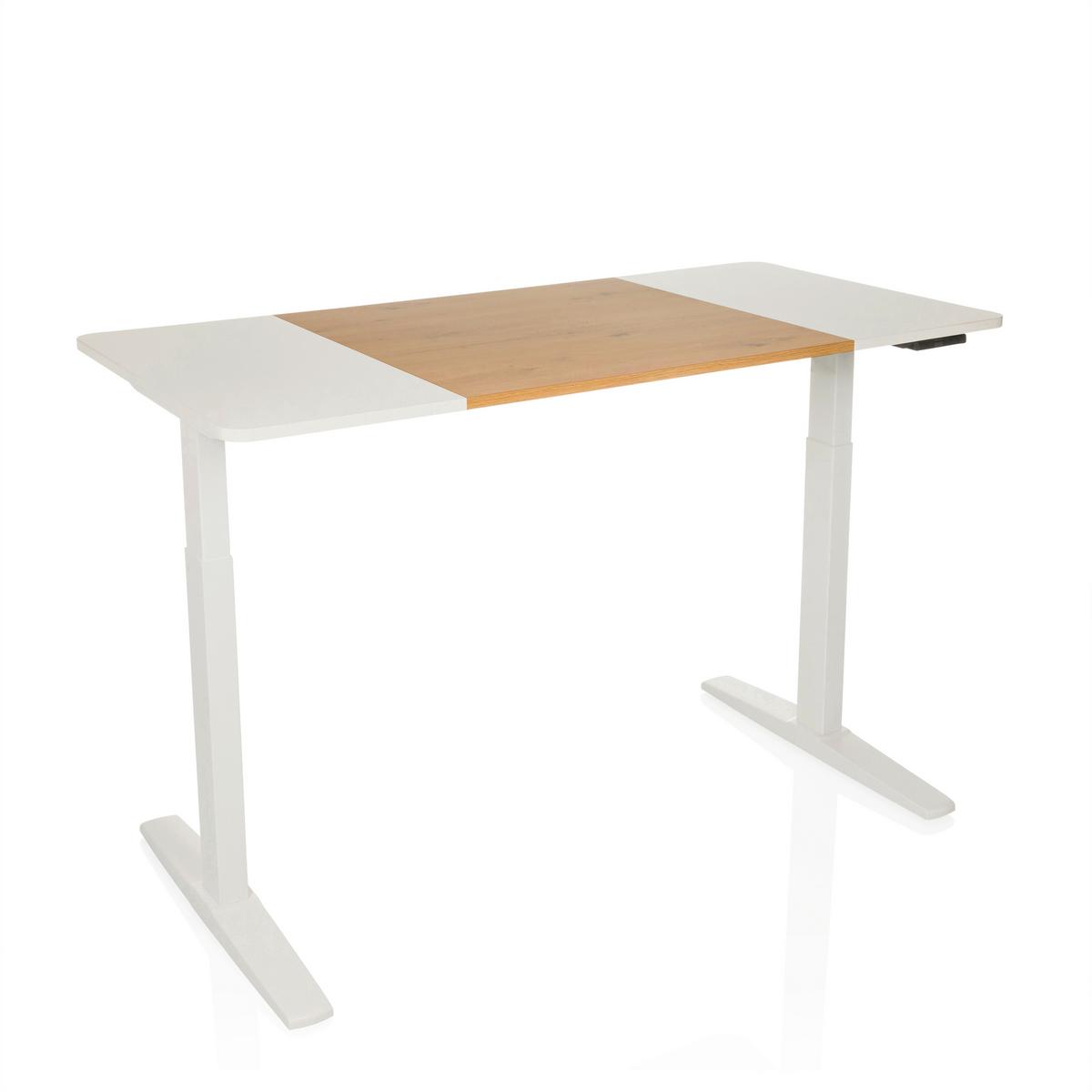 Pisalna Miza Stand T3, Bela, Hrast - barve hrasta/bela, Moderno, kovina/leseni material (140/70/73 - 118cm) - MID.YOU