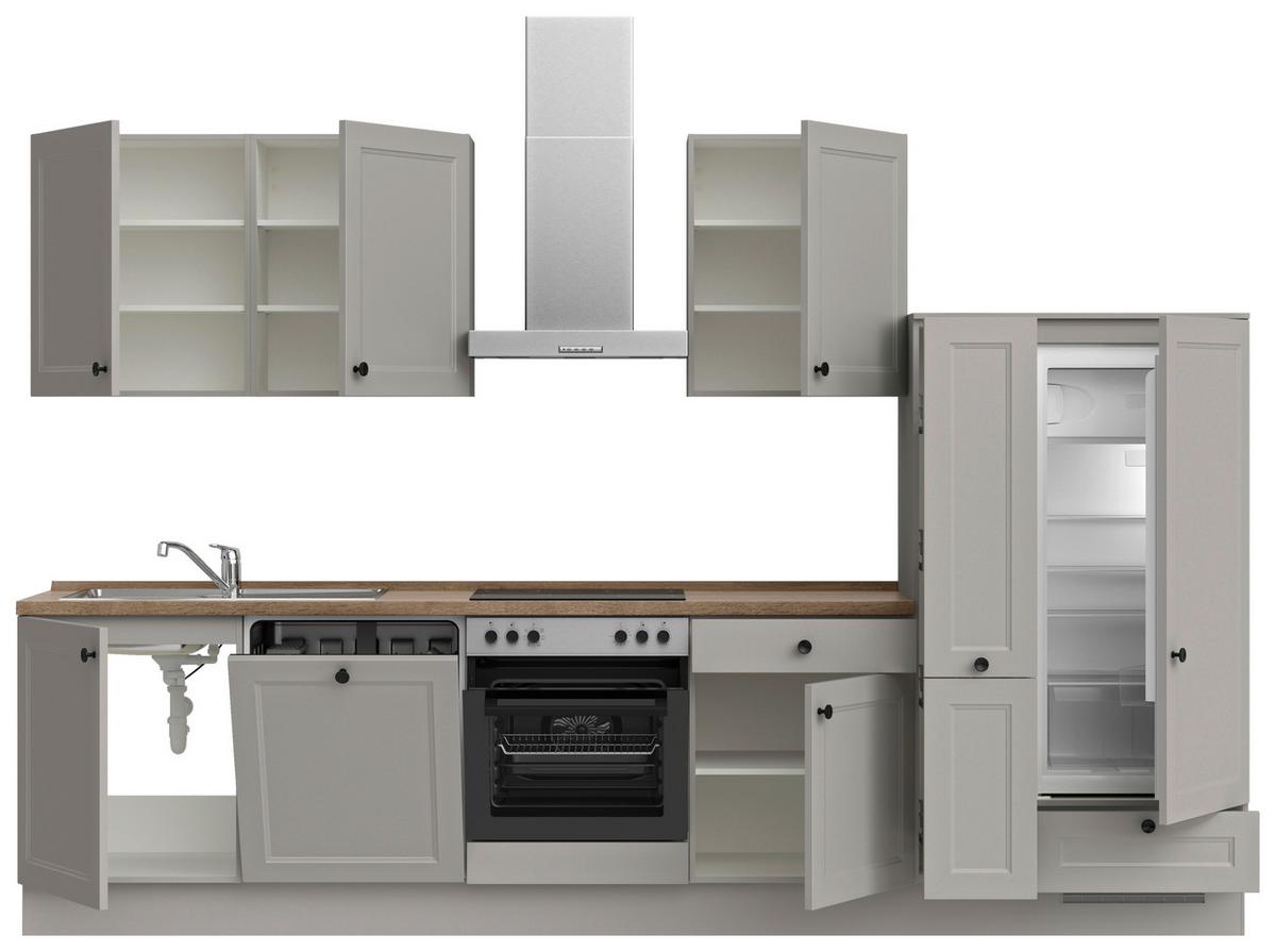 Küchenleerblock Cascada Low o. Geräte Grau - Eiche dunkel/Schwarz, MODERN, Holzwerkstoff/Metall (330cm) - Nobilia