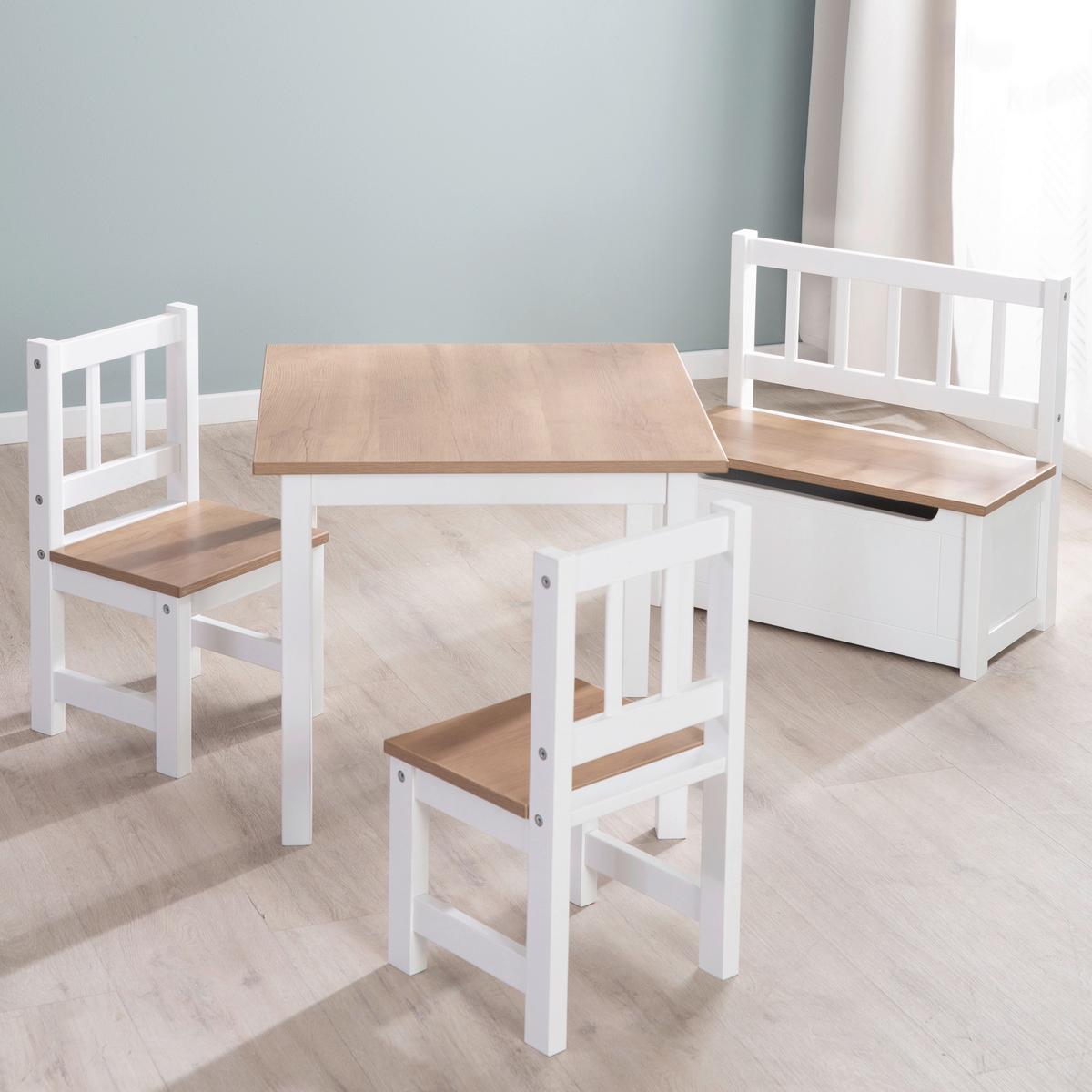 Kindersitzgruppe Woody in Natur/Weiss - Hellbraun/Weiss, Holzwerkstoff (28.5null) - Roba