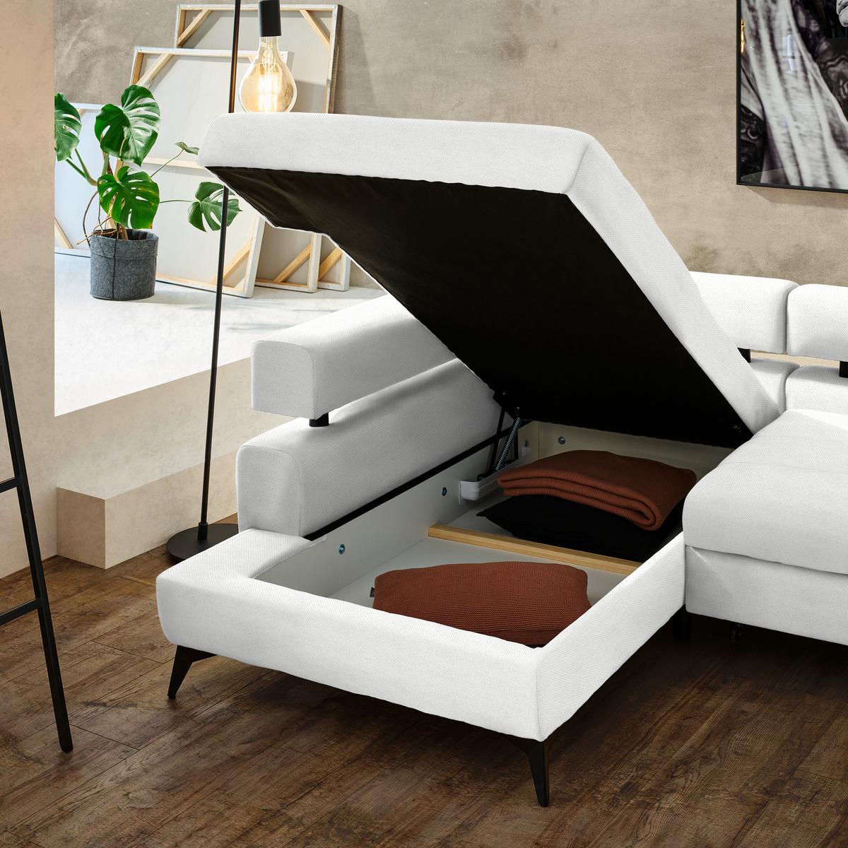 Kutna Garnitura Rosalie - bijela/crna, Konvencionalno, tekstil/metal (184/265cm) - Modern Living