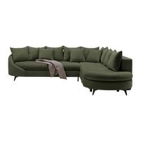 Ecksofa Olivgrün - Schwarz/Olivgrün, Modern, Textil/Metall (291/250cm) - Mömax