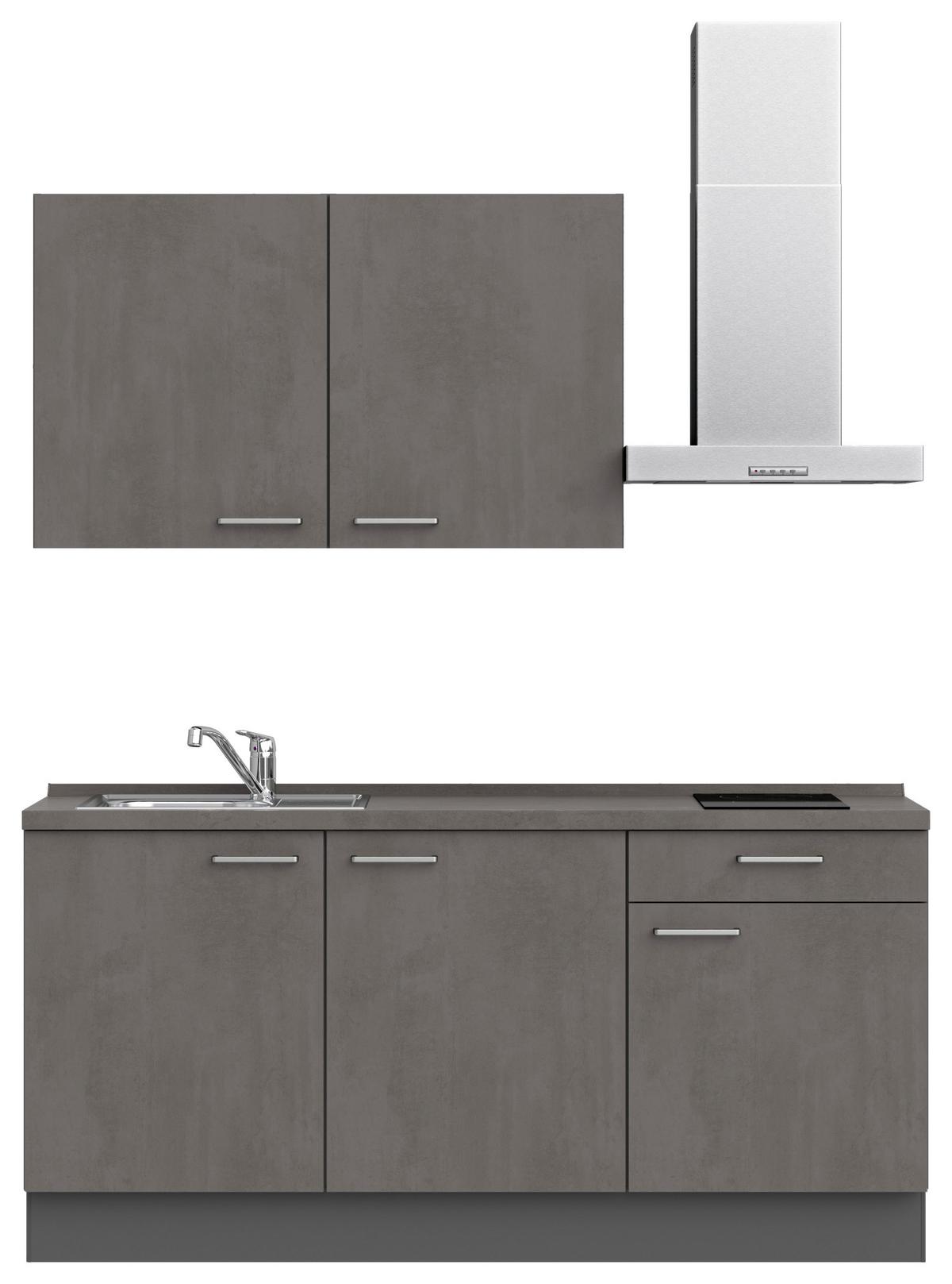 Küchenblock Riva Low m. Geräten Schieferfarben - Schieferfarben/Edelstahlfarben, MODERN, Holzwerkstoff/Metall (180cm) - Nobilia