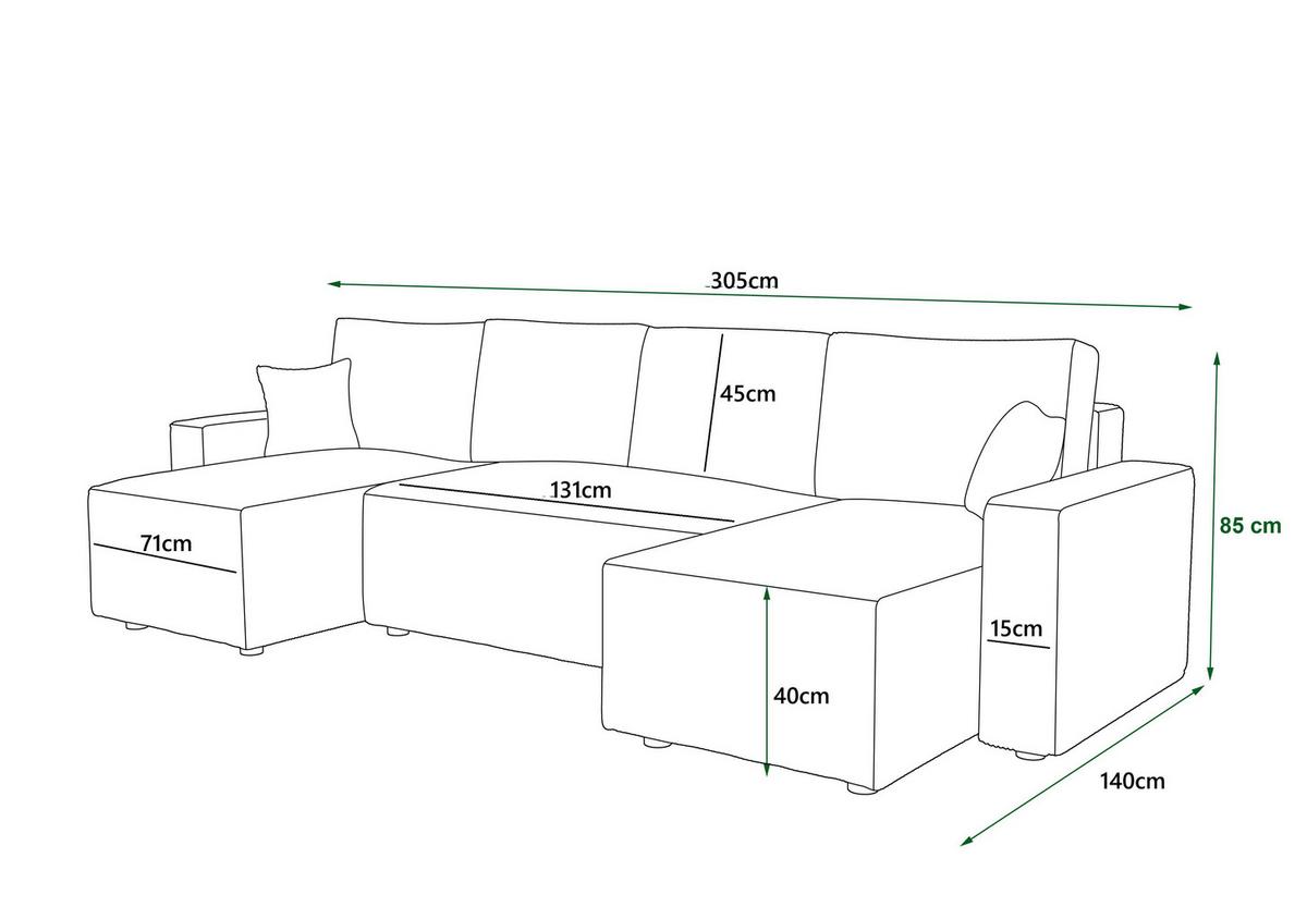 DUŻY NAROŻNIK AMBRO U - czarny/taupe, Konventionell, tworzywo sztuczne/tkanina (140/305/140cm) - Carryhome