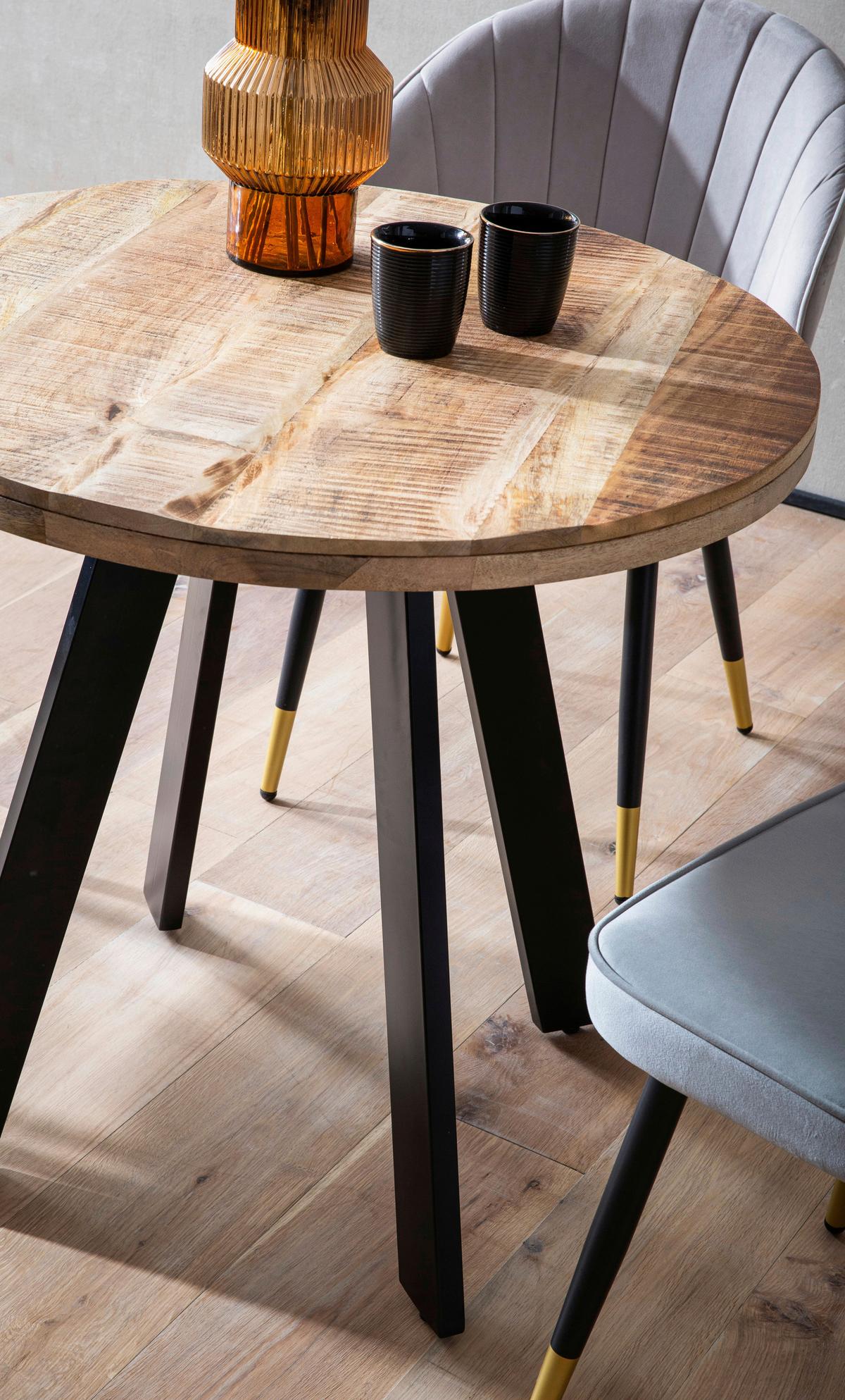 ESSTISCH WL7.055 - Schwarz/Braun, Design, Holz/Metall (80/80/75cm) - MID.YOU
