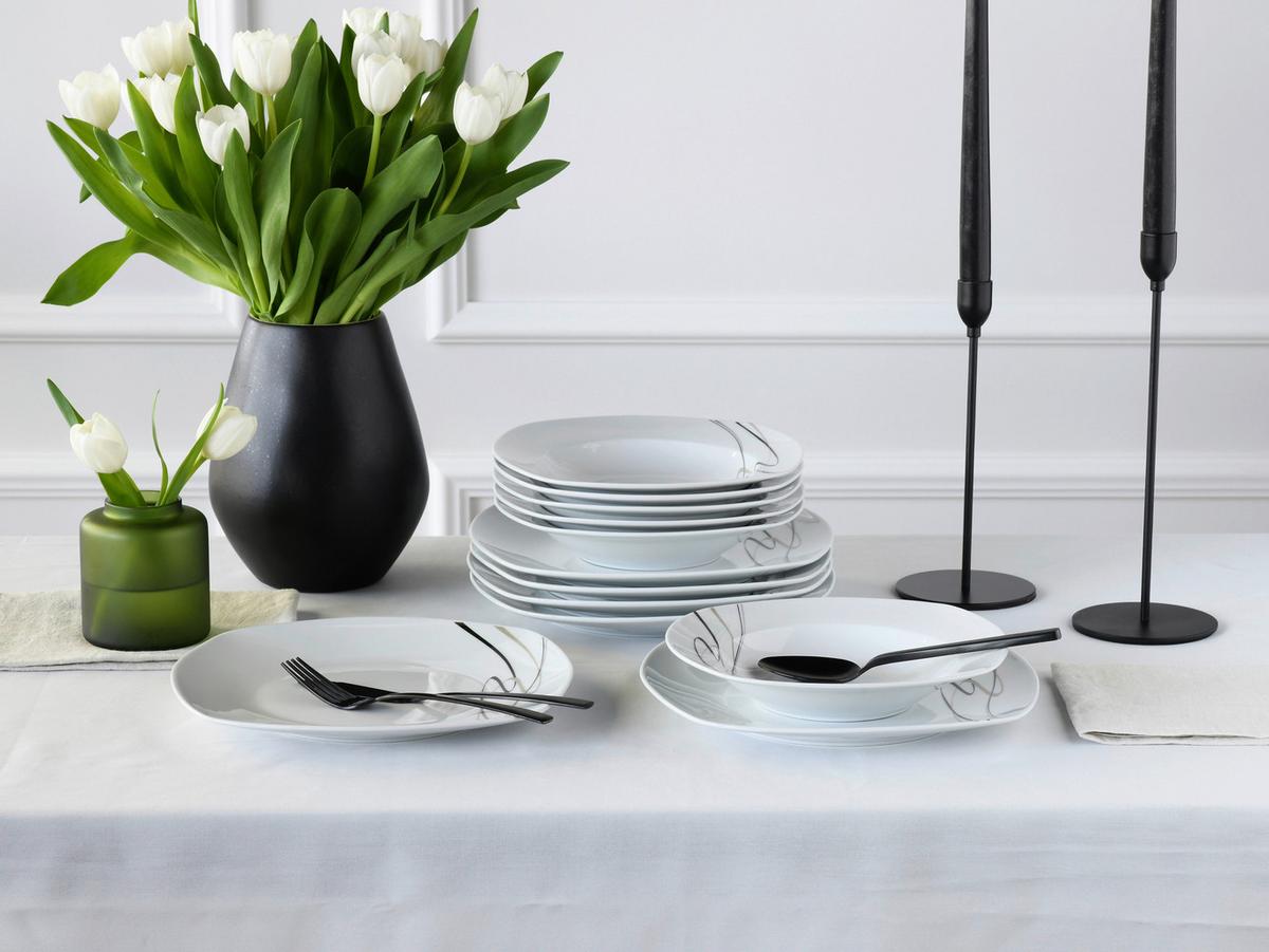 Tafelservice Amelie Piazza Weiß, 12-teilig - Weiß, Basics, Keramik - Creatable