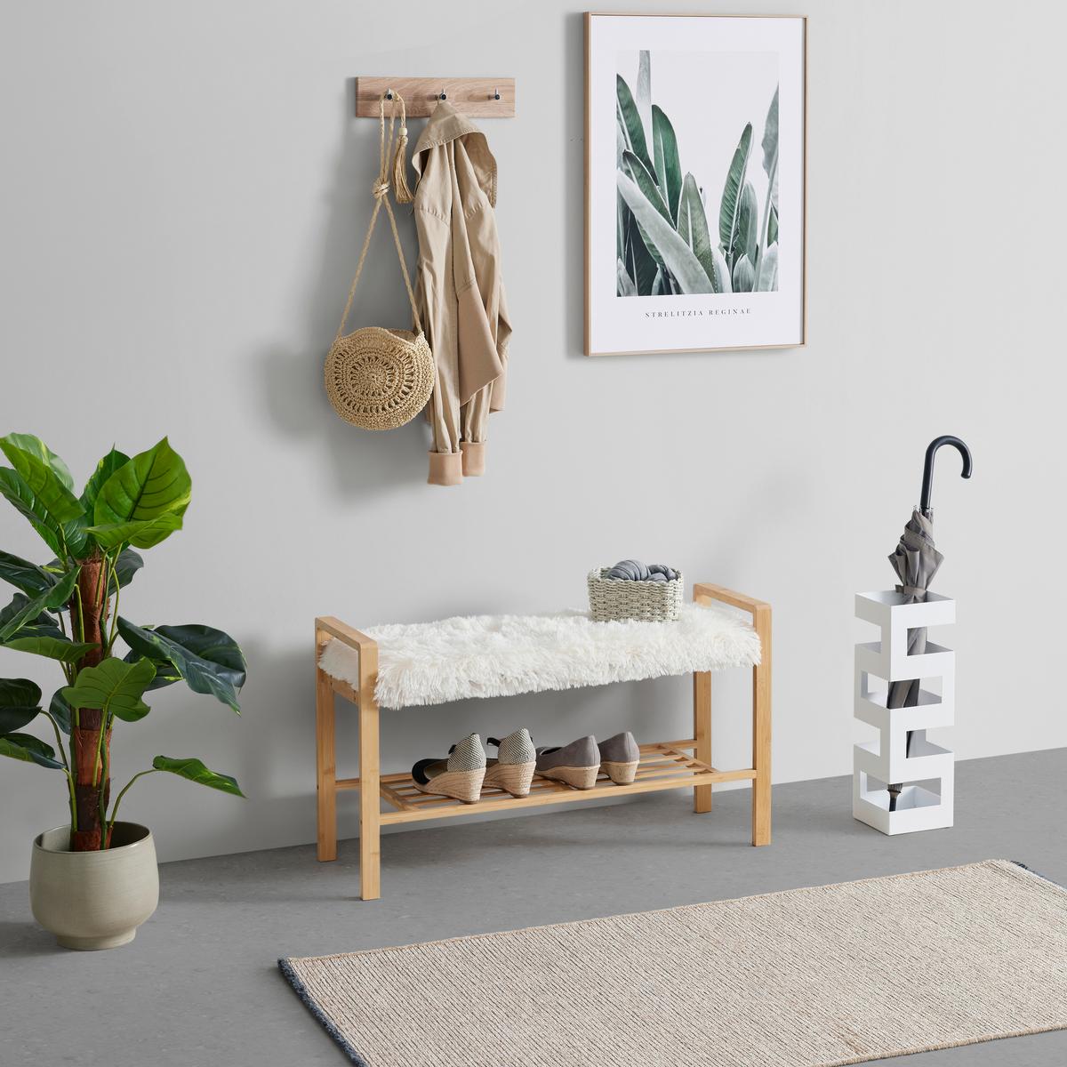 Bancă ADUA -SB- -EXKLUSIV- - alb/culoare natur, Modern, materiale naturale/textil (87/50/30cm) - Modern Living