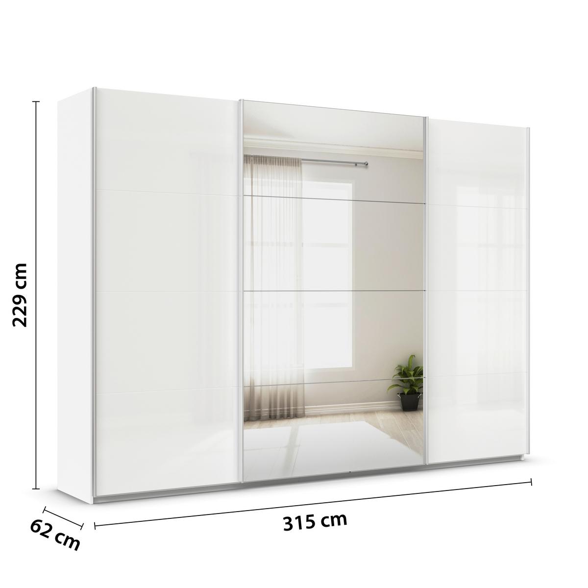 DULAP USI CULISANTE FELDKIRCH - argintiu/alb, Modern, material pe bază de lemn (315/229/62cm)