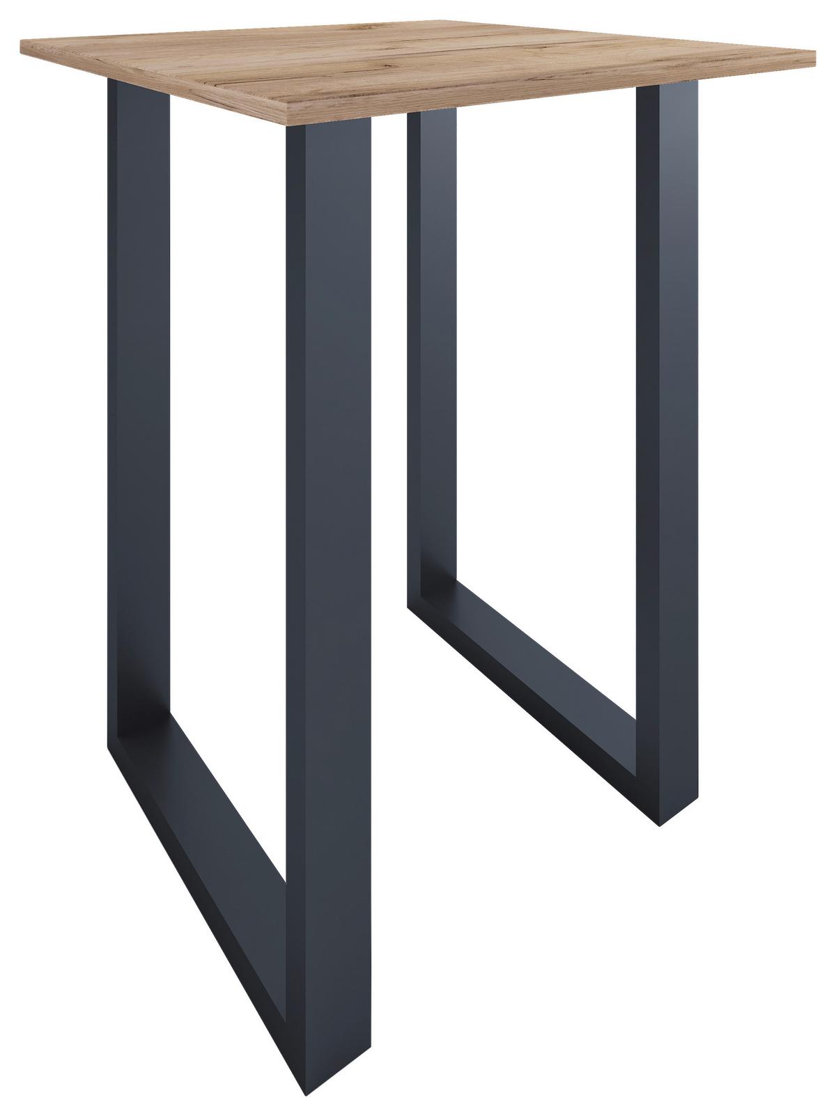 Bartisch XONA Schwarz/ Honigeiche ca.80x102x80cm - Honigeiche/Silberfarben, KONVENTIONELL, Holzwerkstoff/Metall (80/80/102cm)