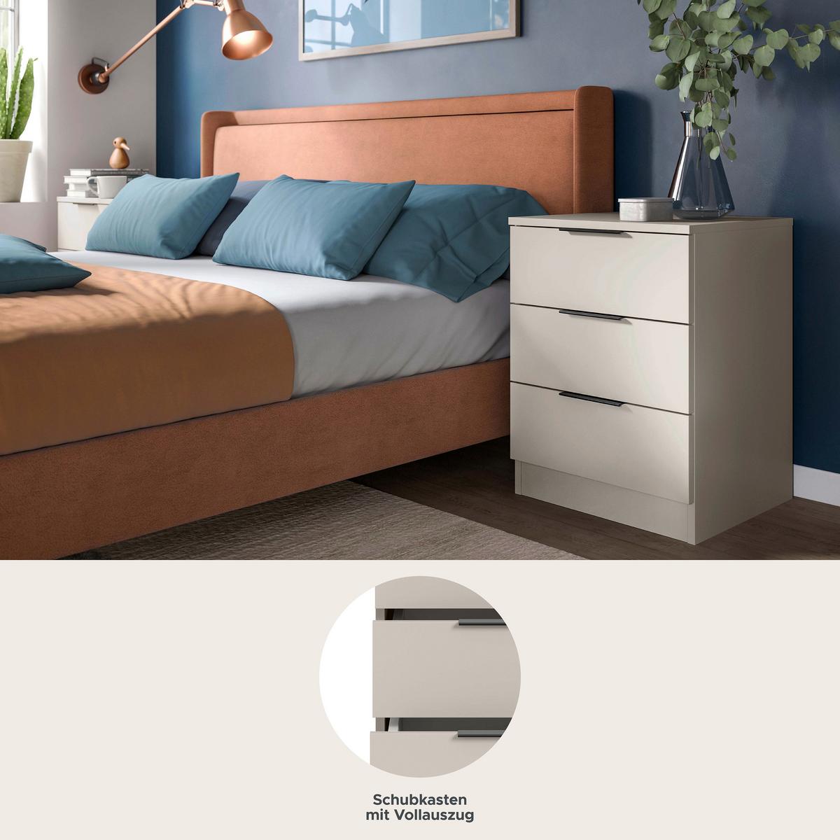 Nachtkästchen KOPENHAGEN 2 Stück Kaschmir - Kaschmir/Schwarz, MODERN, Holzwerkstoff/Kunststoff (45cm) - Livetastic