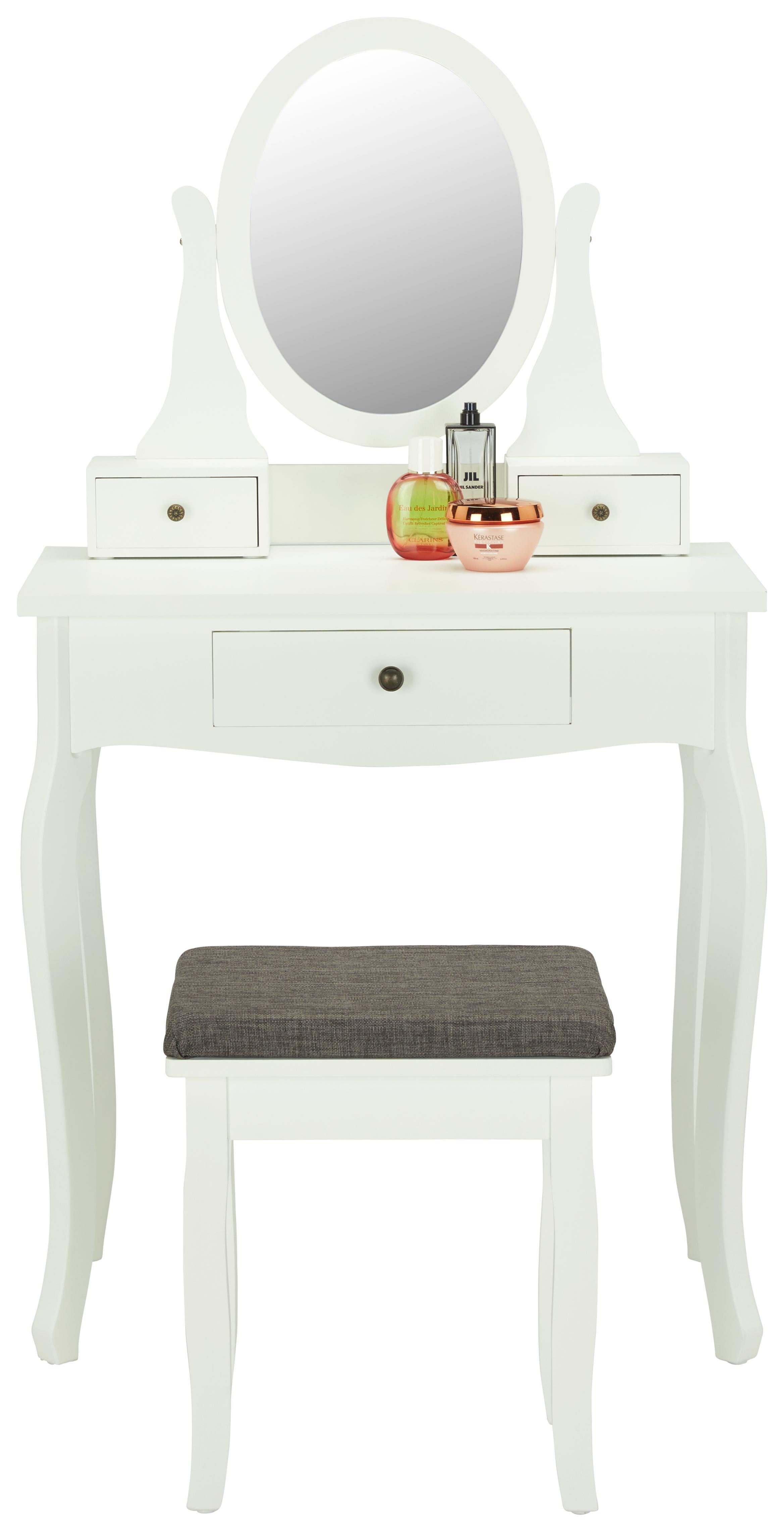 Schminktisch in Weiß mit Hocker - Bronzefarben/Weiß, MODERN, Glas/Holz (70/38/127/28/38/44cm) - Modern Living