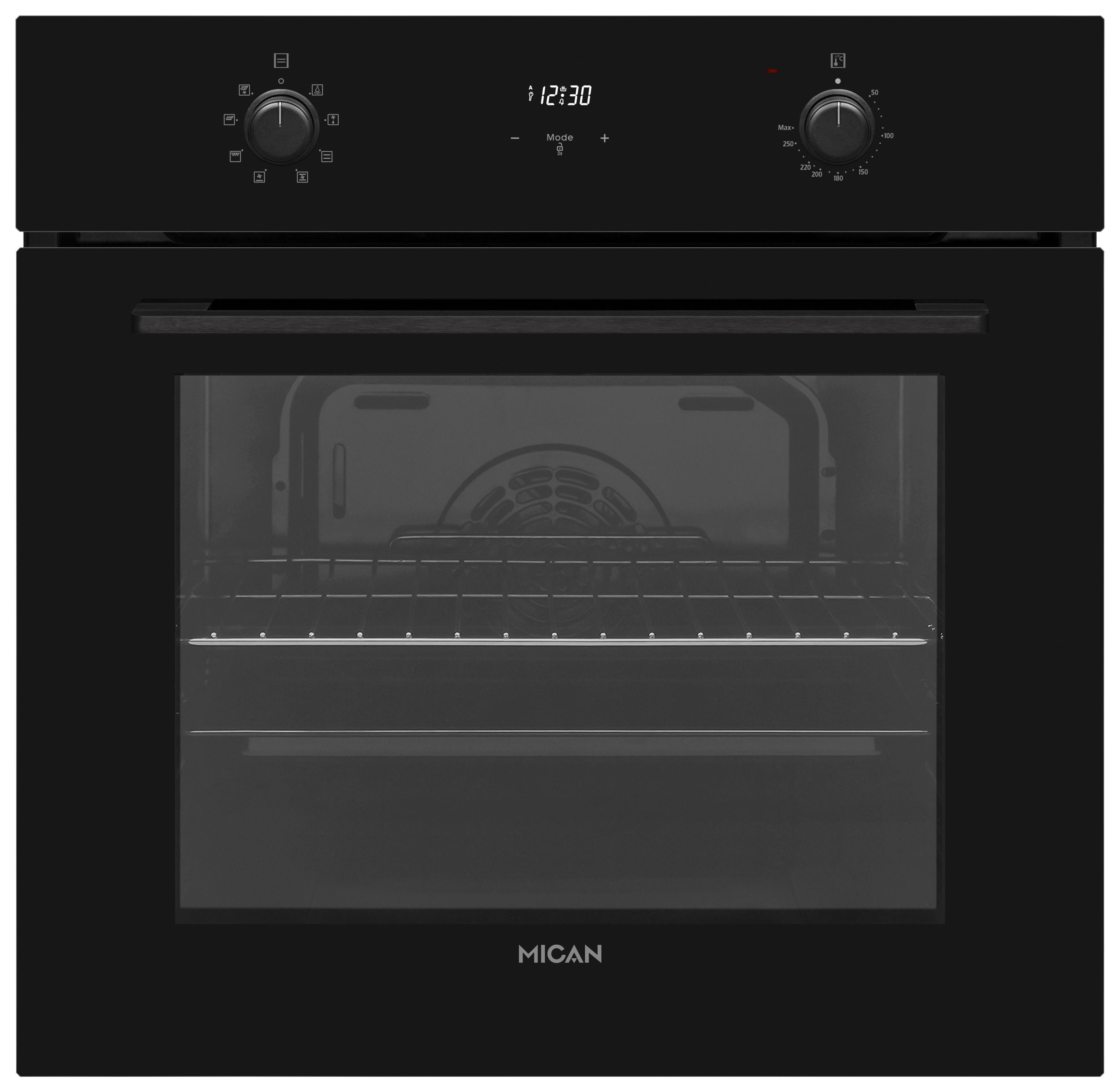 Einbaubackofen BOAHSD65 Schwarz - Schwarz, Basics, Glas/Metall (59,5/59,5/57cm) - Mican
