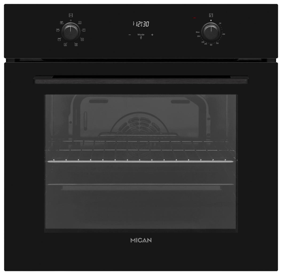 Einbaubackofen BOAHSD65 Schwarz - Schwarz, Basics, Glas/Metall (59,5/59,5/57cm) - Mican