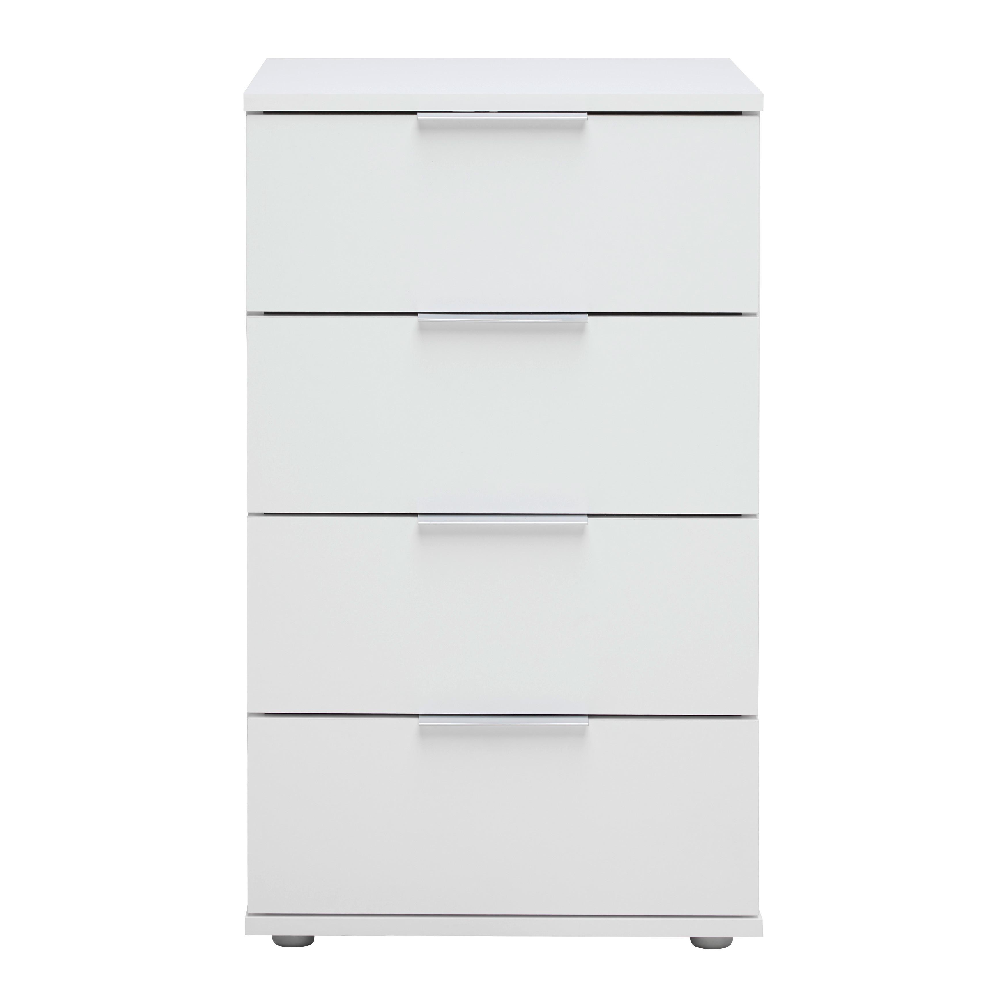 SÄNGBORD CUATRO - vit/silver, Klassisk, trämaterial/plast (46/79/42cm) - Modern Living