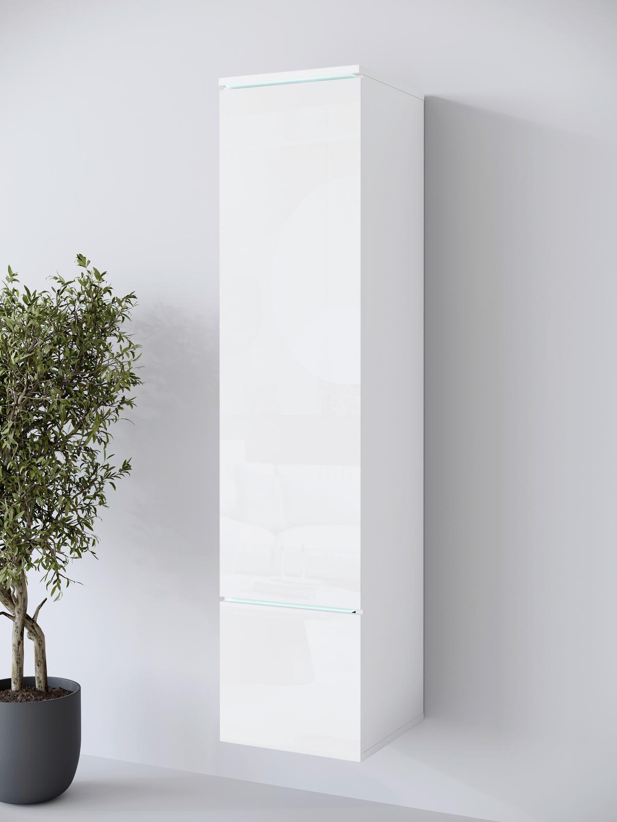 Visoka Omara Vera 001, Bela - siva/bela, Design, umetna masa/leseni material (30/130/33cm) - Livetastic