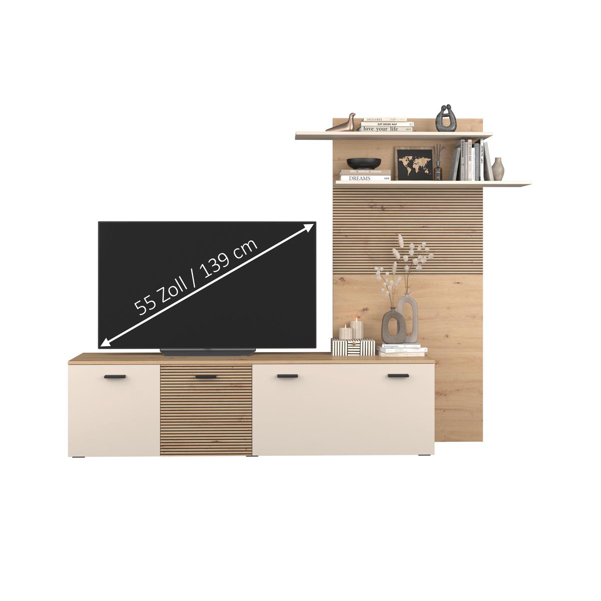 Dnevni Regal Free, Barva Hrasta, Kašmir - kašmir/črna, Moderno, umetna masa/leseni material (212/172/40cm) - Modern Living