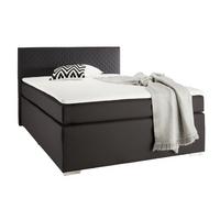 Boxspringbett Mali New in Schwarz ca. 140x200cm - Chromfarben/Schwarz, KONVENTIONELL, Kunststoff/Textil (140/200cm) - Based