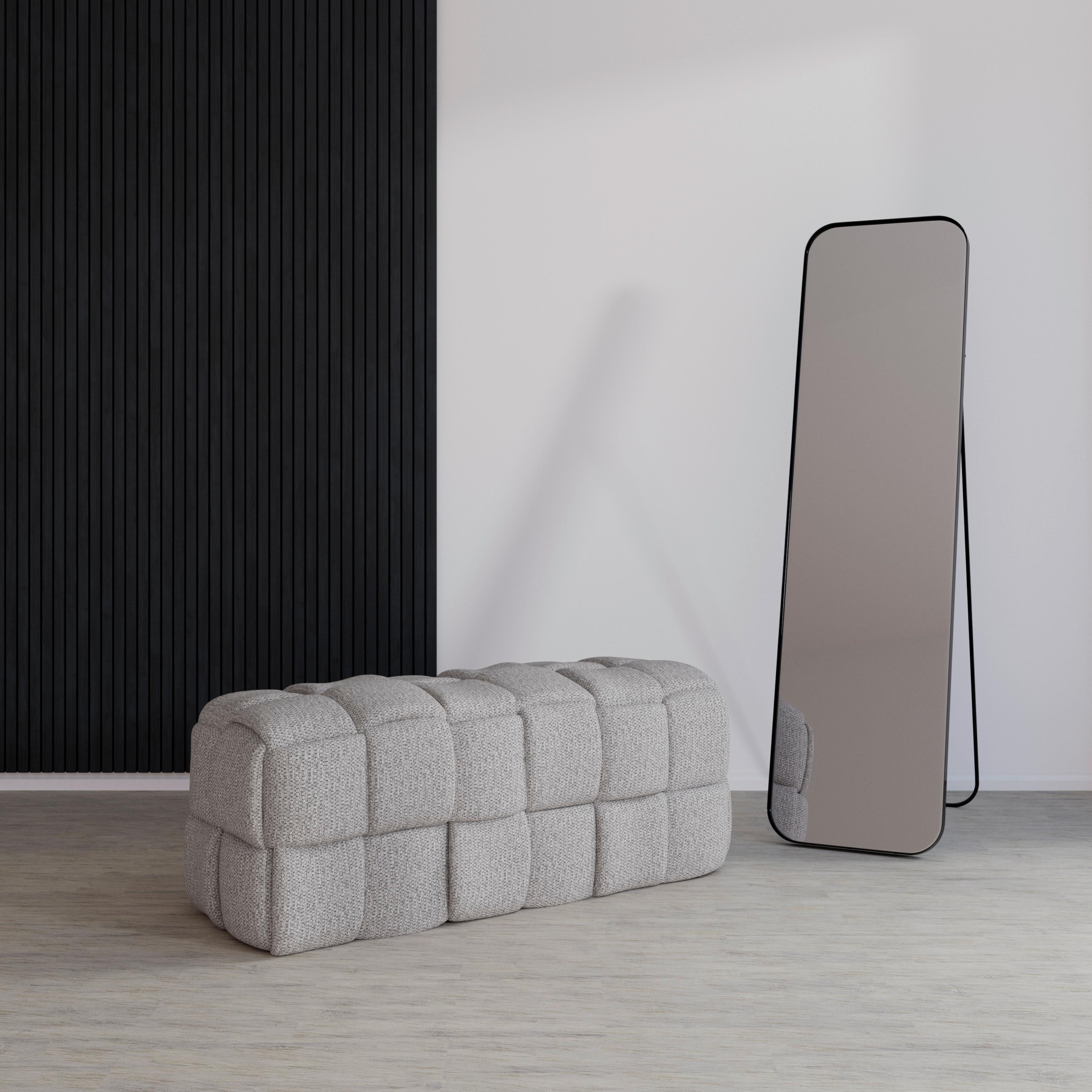 Bettbank Ella Bouclé Grau - Schwarz/Grau, MODERN, Holz/Kunststoff (110/45/45cm) - Bessagi Home