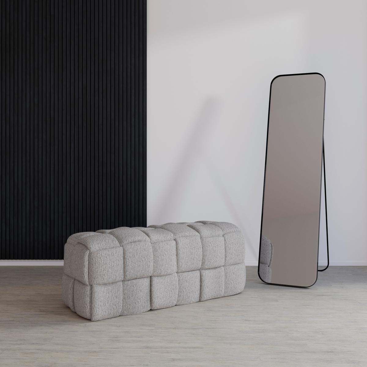 Bettbank Ella Bouclé Grau - Schwarz/Grau, MODERN, Holz/Kunststoff (110/45/45cm) - Bessagi Home