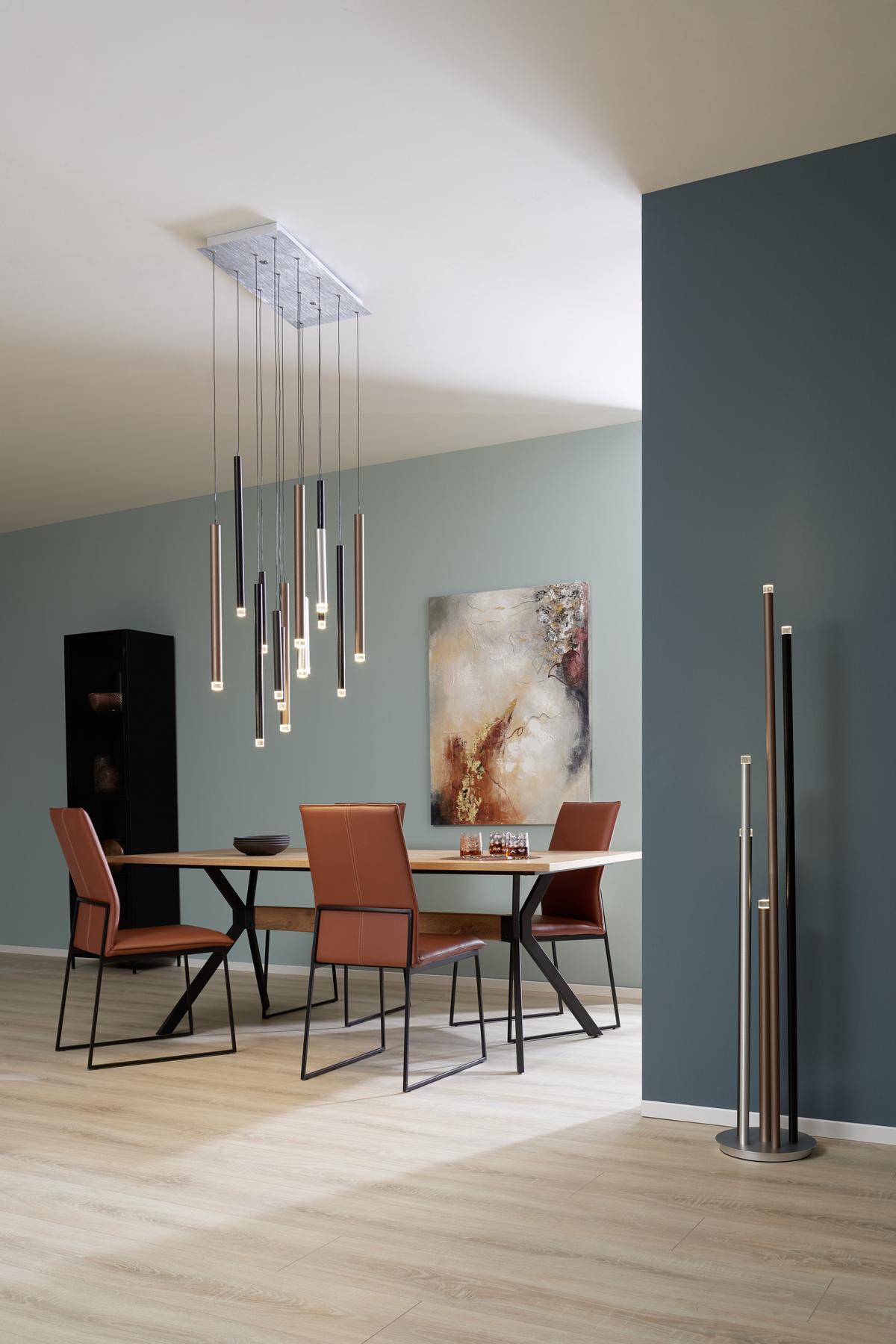 LAMPA WISZĄCA LED G93764/20 CEMBALO - kolor srebrny/czarny, Design, tworzywo sztuczne/metal (70/30/180cm)