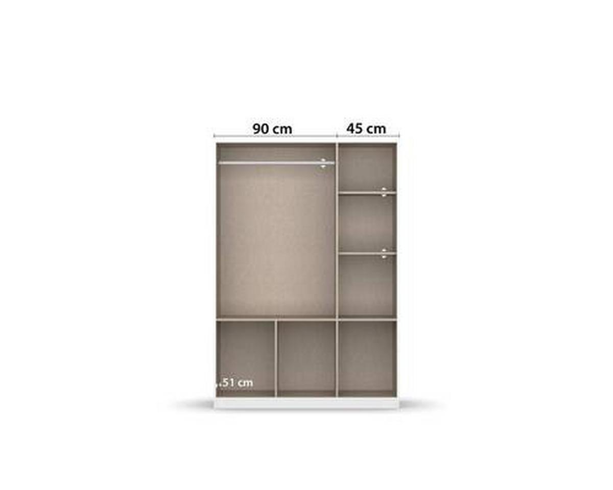 Ormar S Klasičnim Vratima Berlin - bijela/siva, Moderno, drvni materijal/plastika (136/210/54cm) - Modern Living