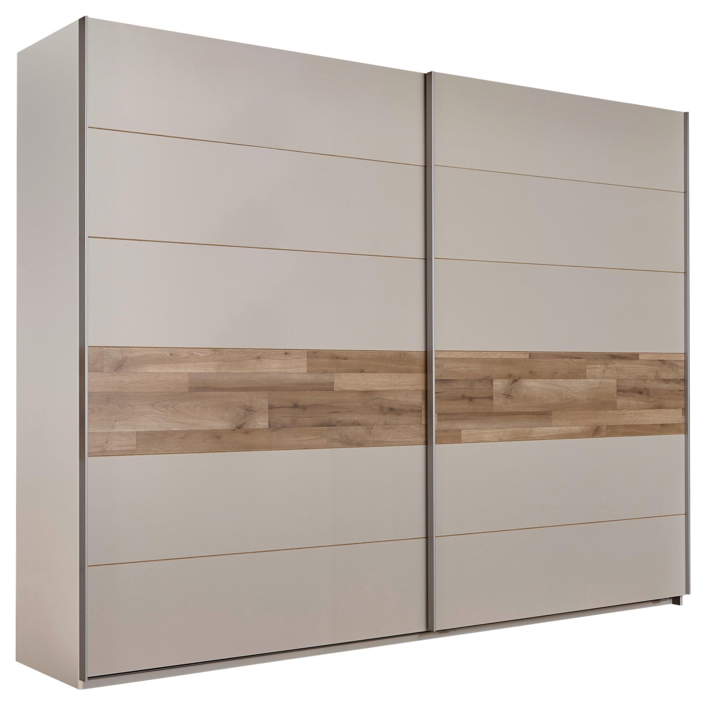 Omara Z Drsnimi Vrati Cadore, Barva Šampanjca, Hrasta, 270cm - barve šampanjca/srebrne barve, Moderno, kovina/leseni material (270/210/60cm) - MID.YOU