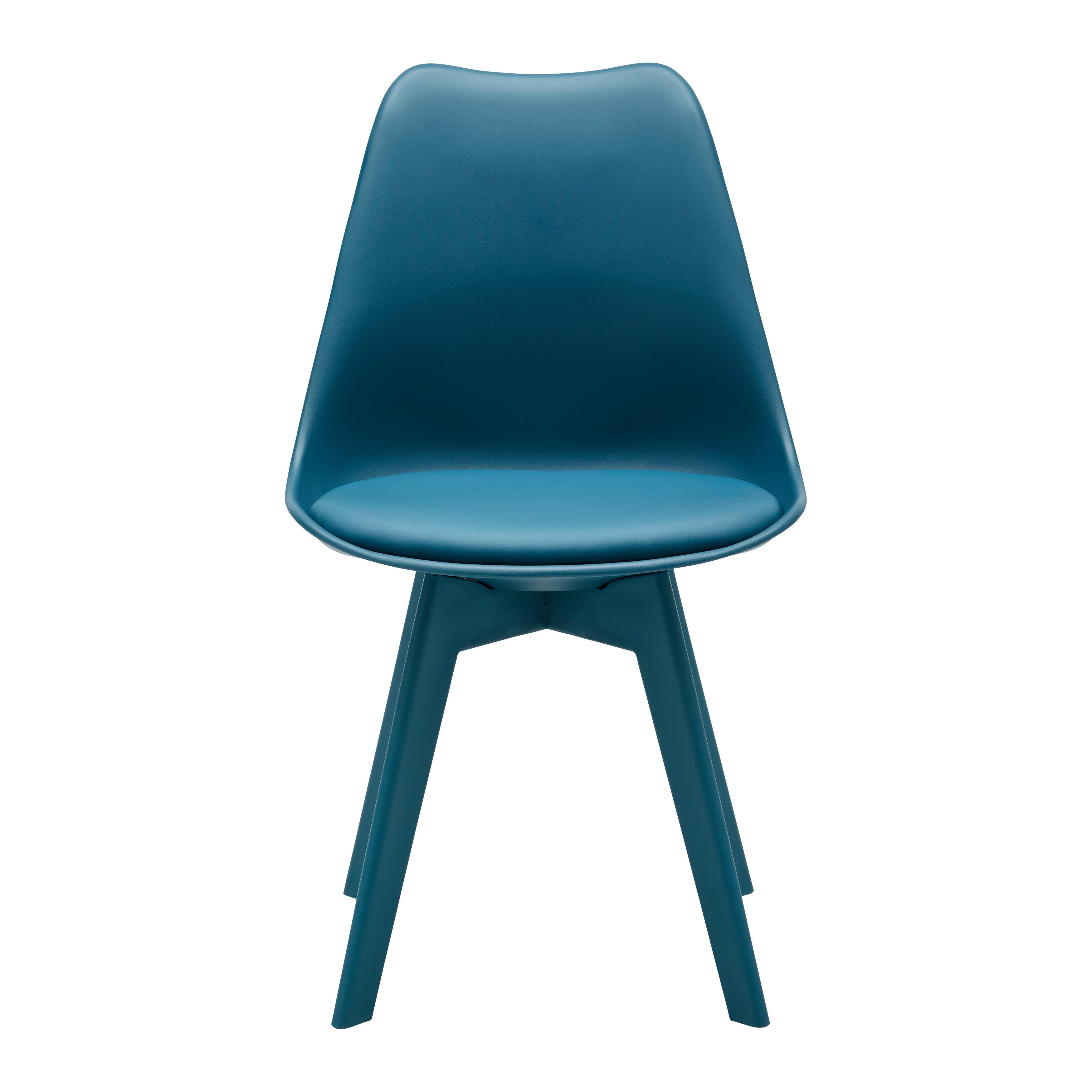 Stuhl "Mia", Lederlook, petrol, Gepolstert - Petrol, MODERN, Kunststoff/Textil (50/84/54cm) - Bessagi Home