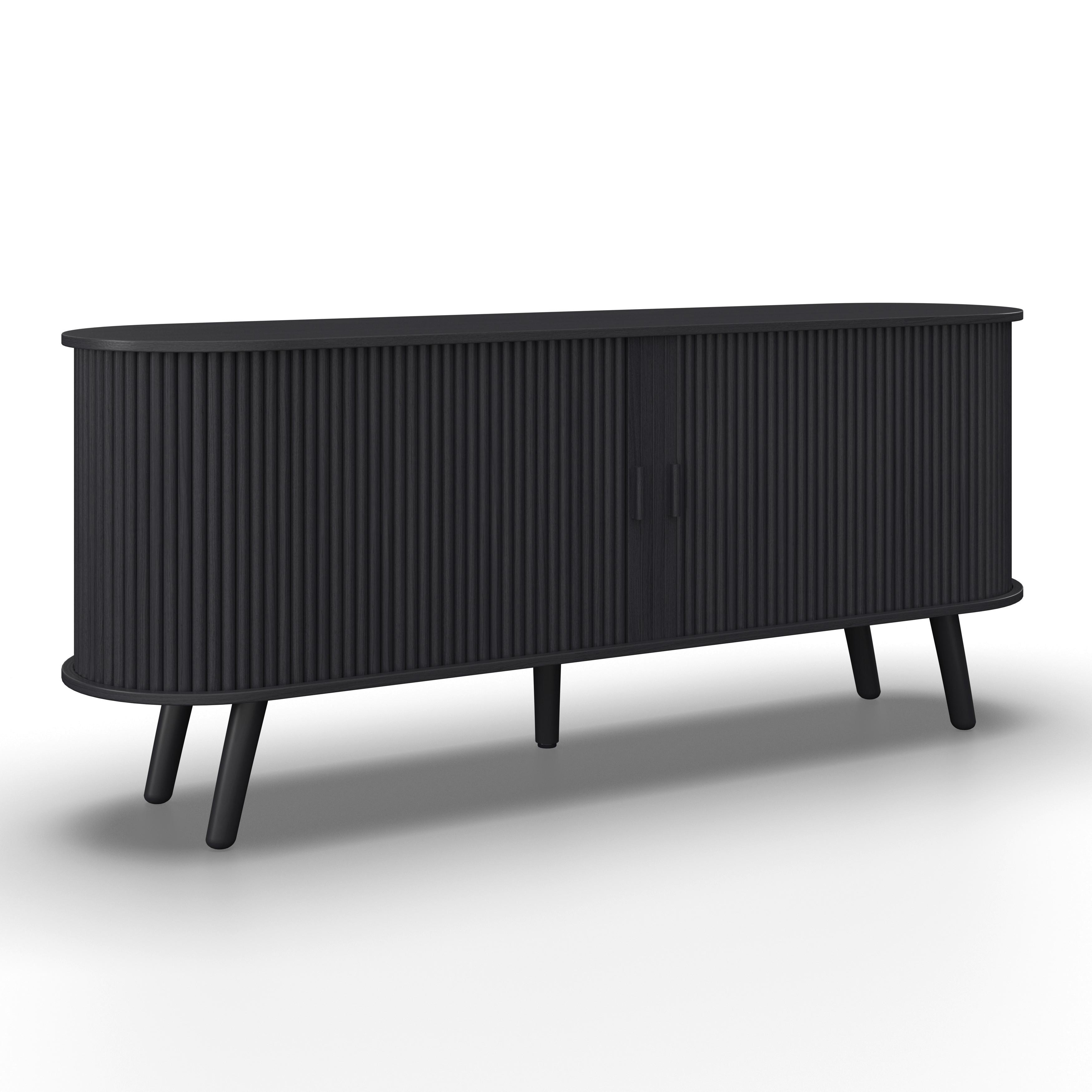 Sideboard Ennio Schwarz Echtholz/MDF - Schwarz, MODERN, Holz/Holzwerkstoff (160/80/40cm) - Bessagi Home