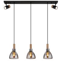 Hängeleuchte Mattea Schwarz max. 9 Watt - Schwarz, Design, Glas/Holzwerkstoff (97/16/120cm) - Globo