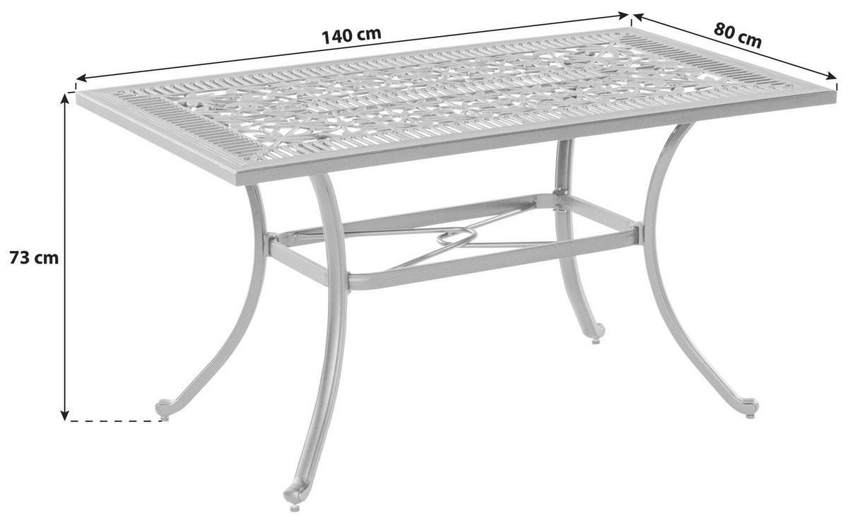 Vrtna Miza Alva, 140x80, Aluminij - črna, Konvencionalno, kovina (140/80/73cm) - Gardenson