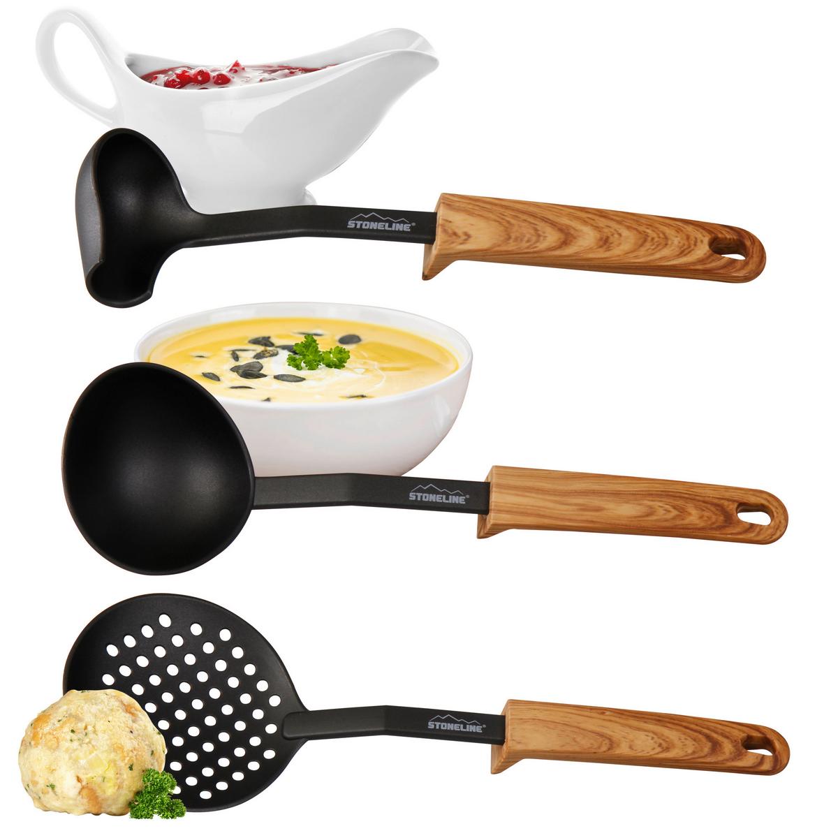 ZESTAW PRZYBORÓW KUCHENNYCH 17898 - brązowy, Basics, tworzywo sztuczne (32cm) - Stoneline