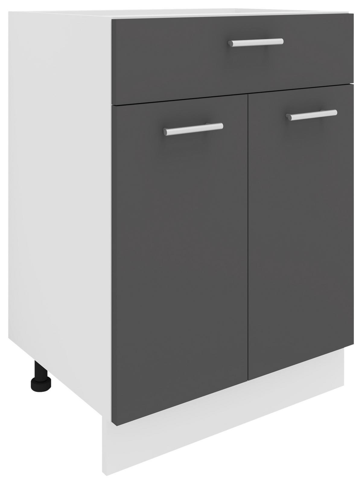 Kuhinjska Spodnja Omarica Esilo, Siva, Bela - bela/barve aluminija, Konvencionalno, kovina/leseni material (60/82/46cm) - MID.YOU