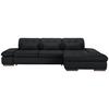 Wohnlandschaft Sanfino Leder Schwarz - Chromfarben/Schwarz, KONVENTIONELL, Leder/Metall (305/79-96/199cm) - Premium Living