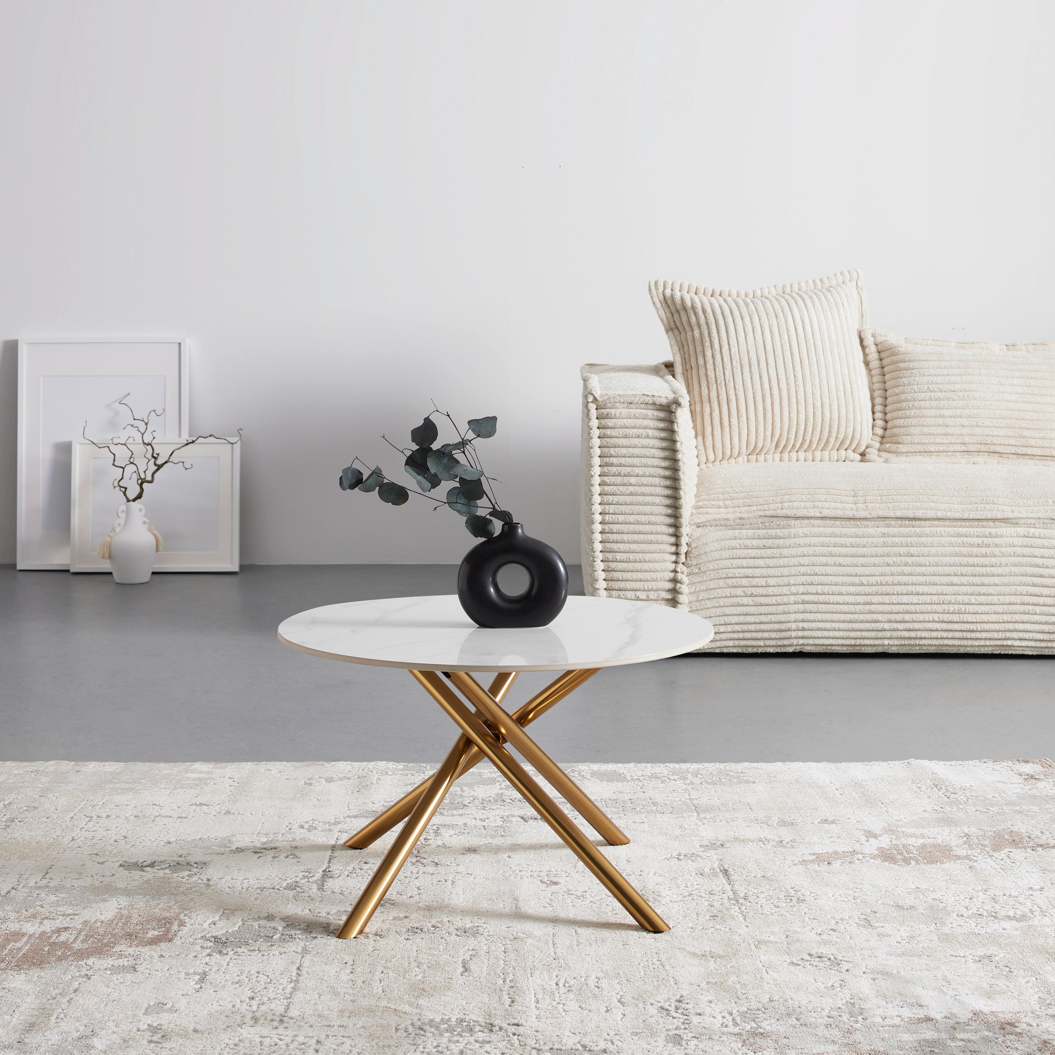 Klubska Miza Marbella - zlate barve/bela, Moderno, kovina/keramika (70/44cm) - Mömax