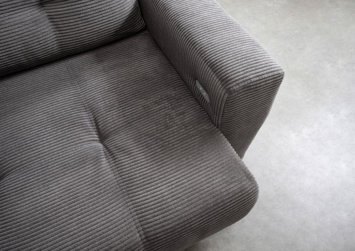 Wohnlandschaft Restato Grau Cord - Schwarz/Grau, MODERN, Holz/Textil (177/246cm) - MID.YOU