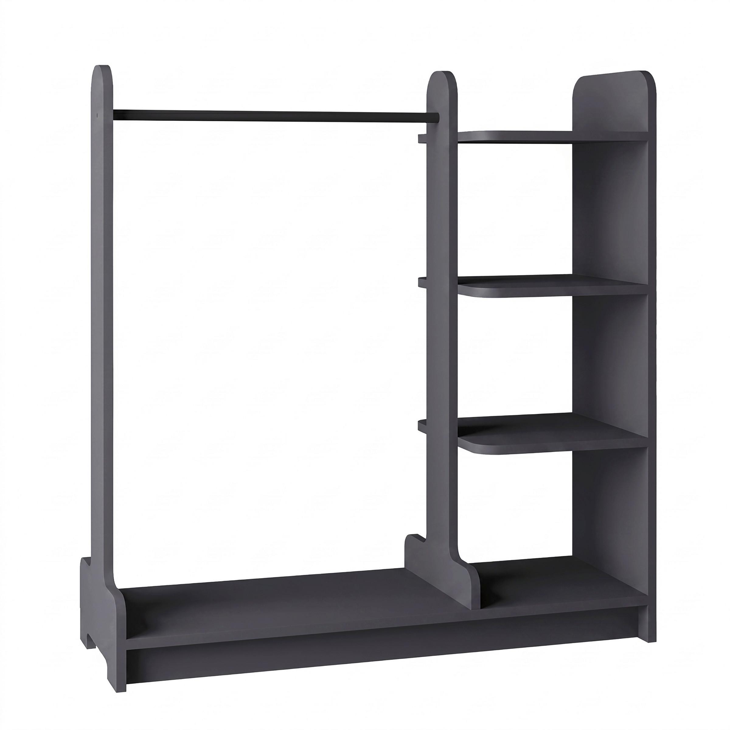 Garderobe Lempu L Anthrazit - Anthrazit, MODERN, Holzwerkstoff/Metall (106/110/35cm) - Livetastic