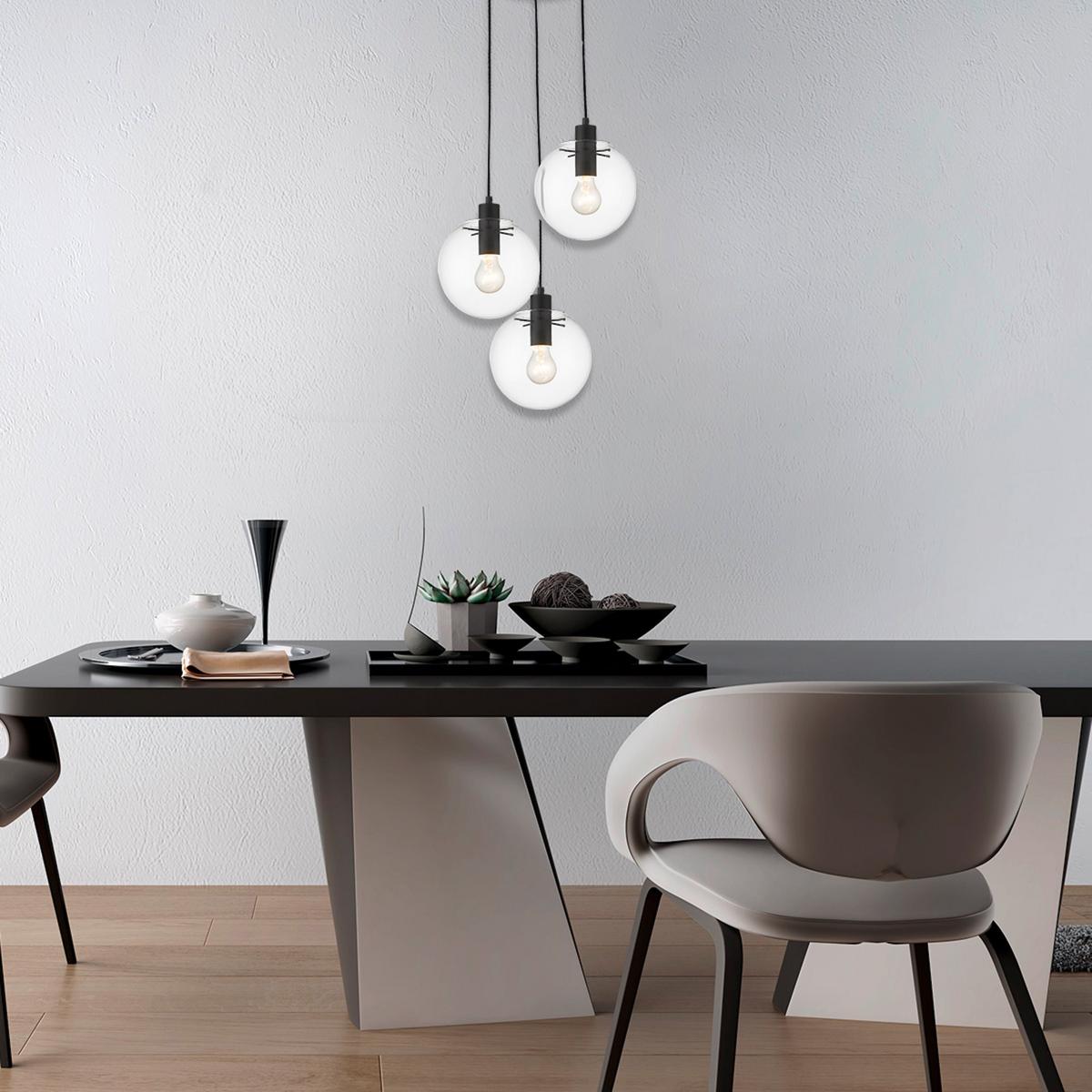 Hängeleuchte Lp-004/3pbk_puerto 3 - Schwarz, Konventionell, Glas (30/144cm)