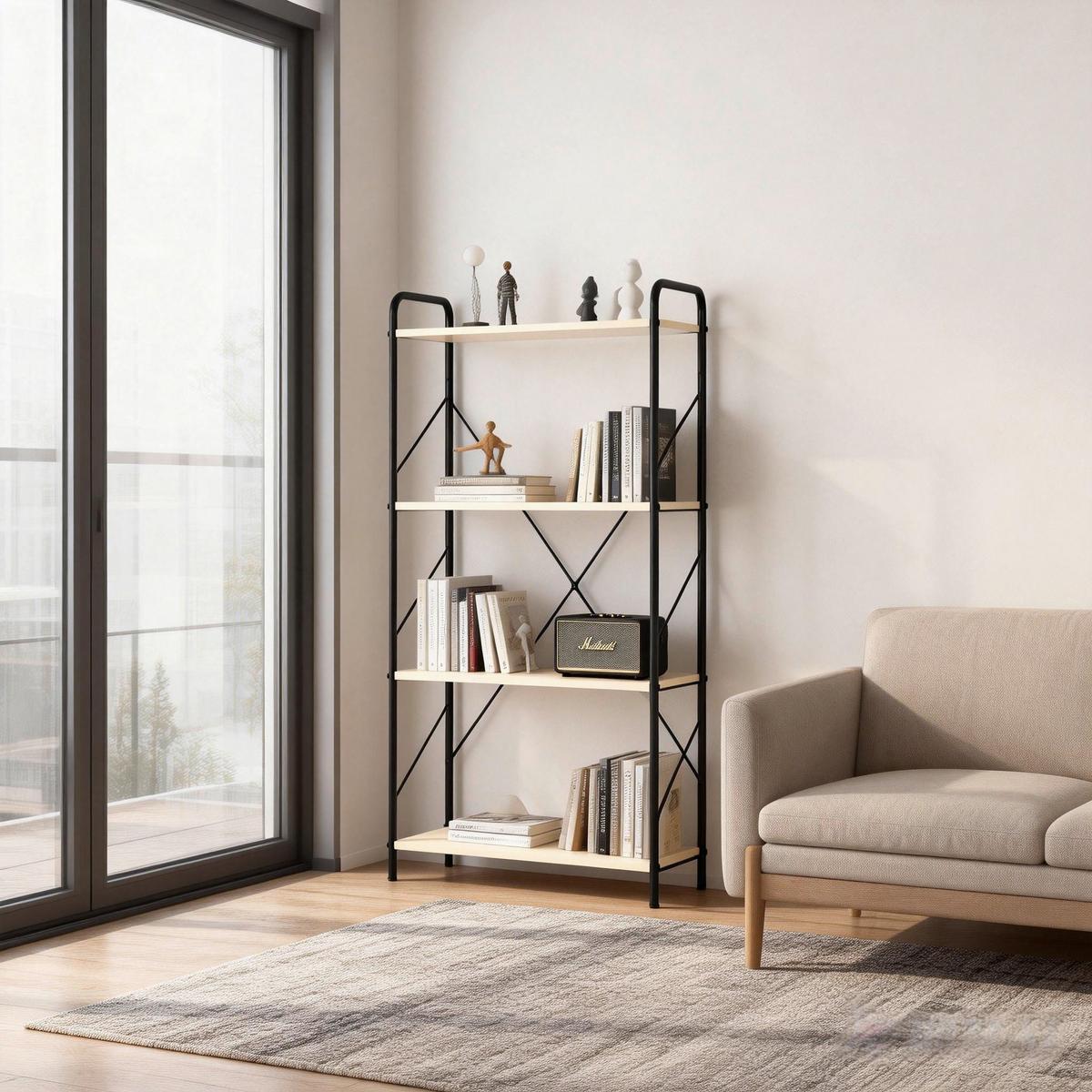 Polica Tom - kašmir/crna, Moderno, drvni materijal/metal (63.2/125/30cm) - Modern Living