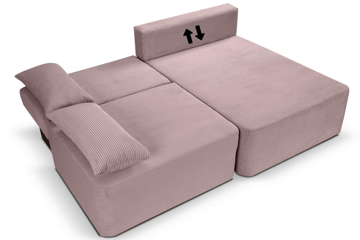 Ecksofa Amsterix Altrosa Schlaffunktion - Altrosa/Schwarz, Basics, Holz/Kunststoff (213/158cm) - MID.YOU