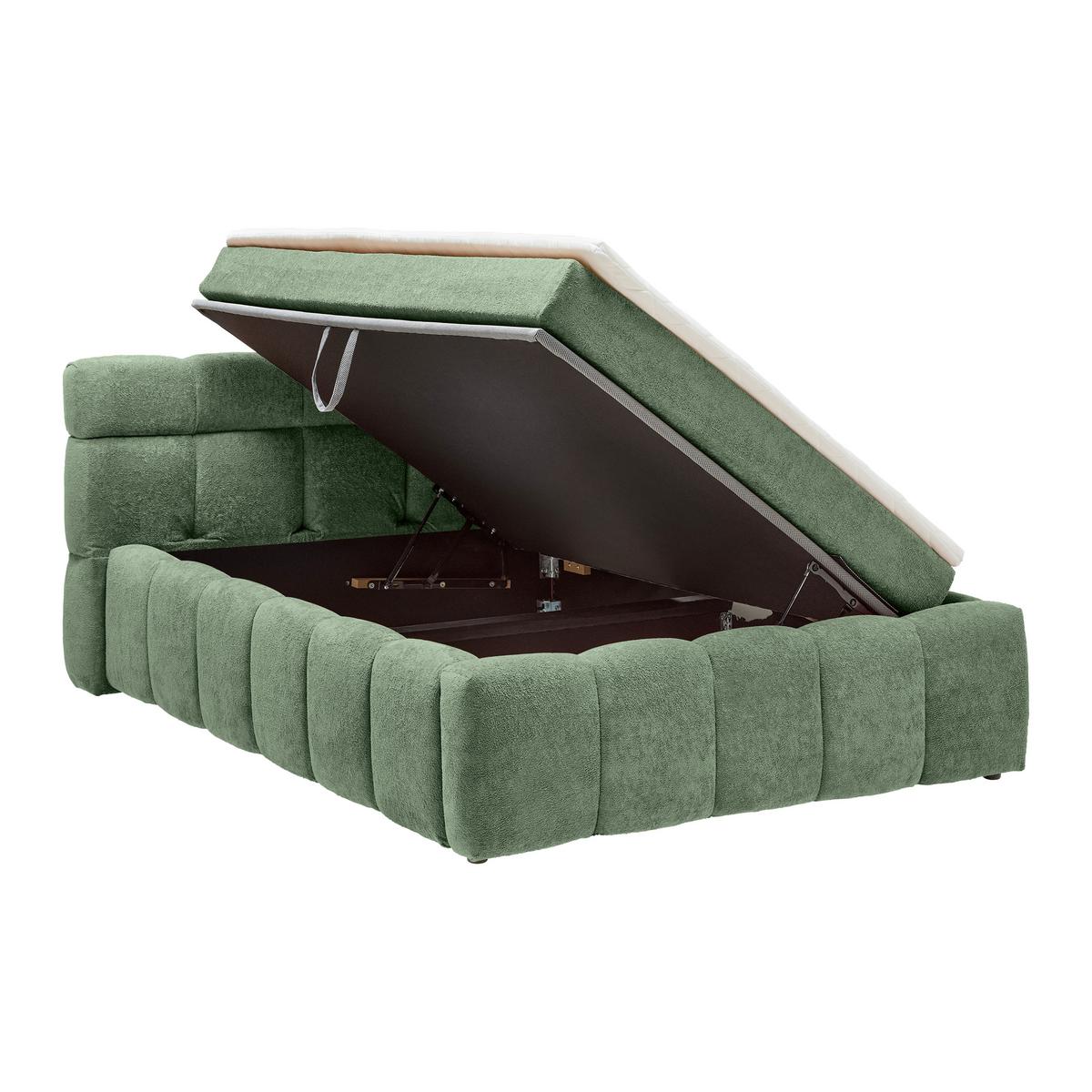 Polsterbett Monte Grün Ca. 120x200cm - Schwarz/Grün, Konventionell, Kunststoff/Textil (120/200cm) - Based