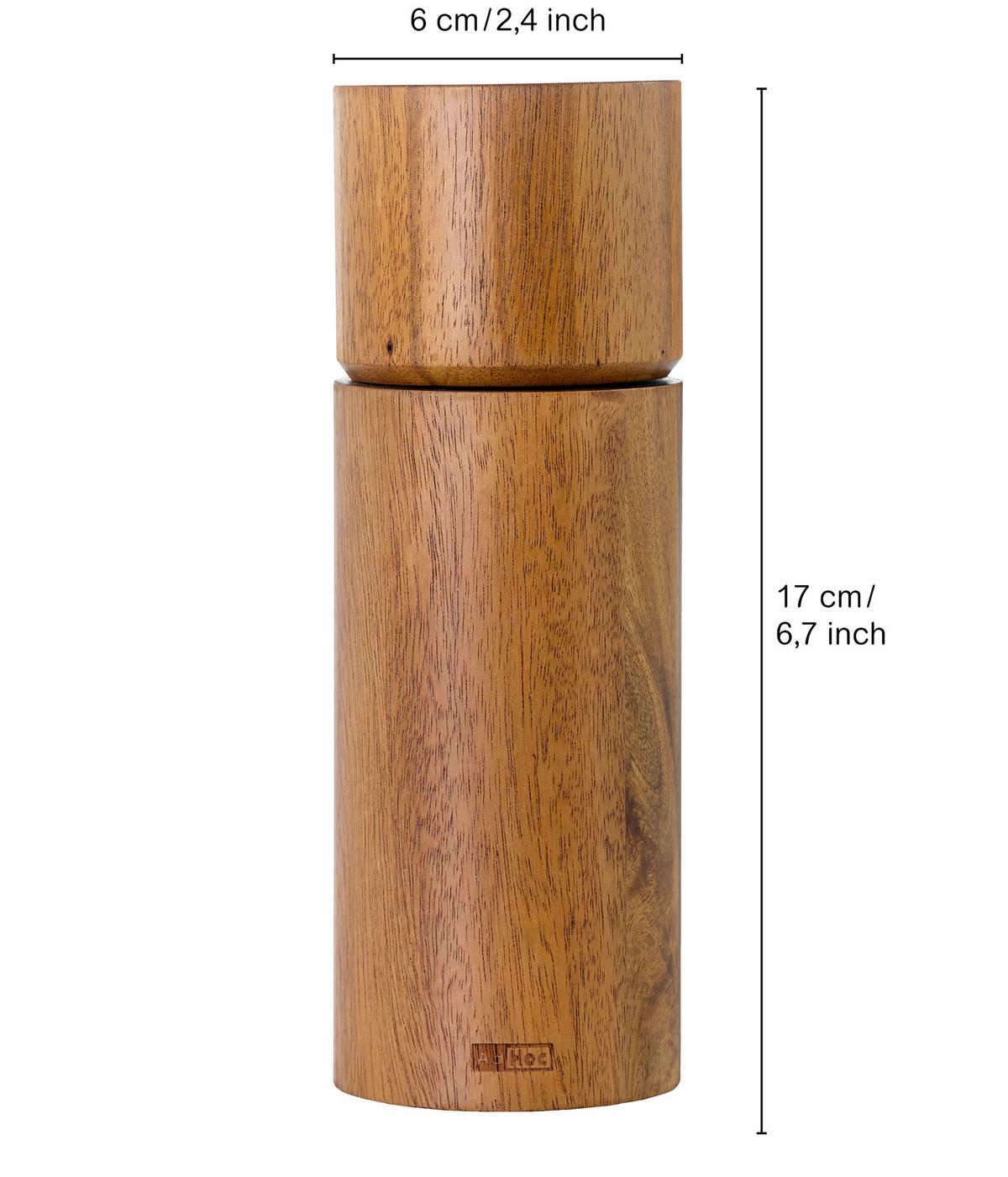 MŁYNEK DO SOLI LUB PIEPRZU MP75 - kolor akacjowy, Basics, drewno/ceramika (6/17/6cm) - AdHoc