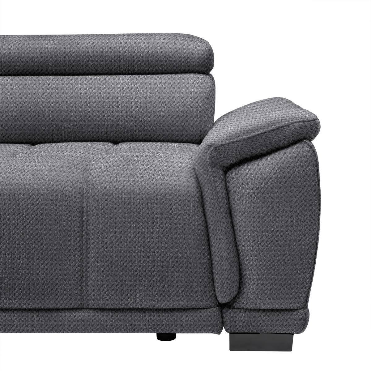Ecksofa Gremio Links Blaugrau - Blaugrau/Schwarz, MODERN, Kunststoff/Textil (106/77-100/283-206cm) - Premium Living