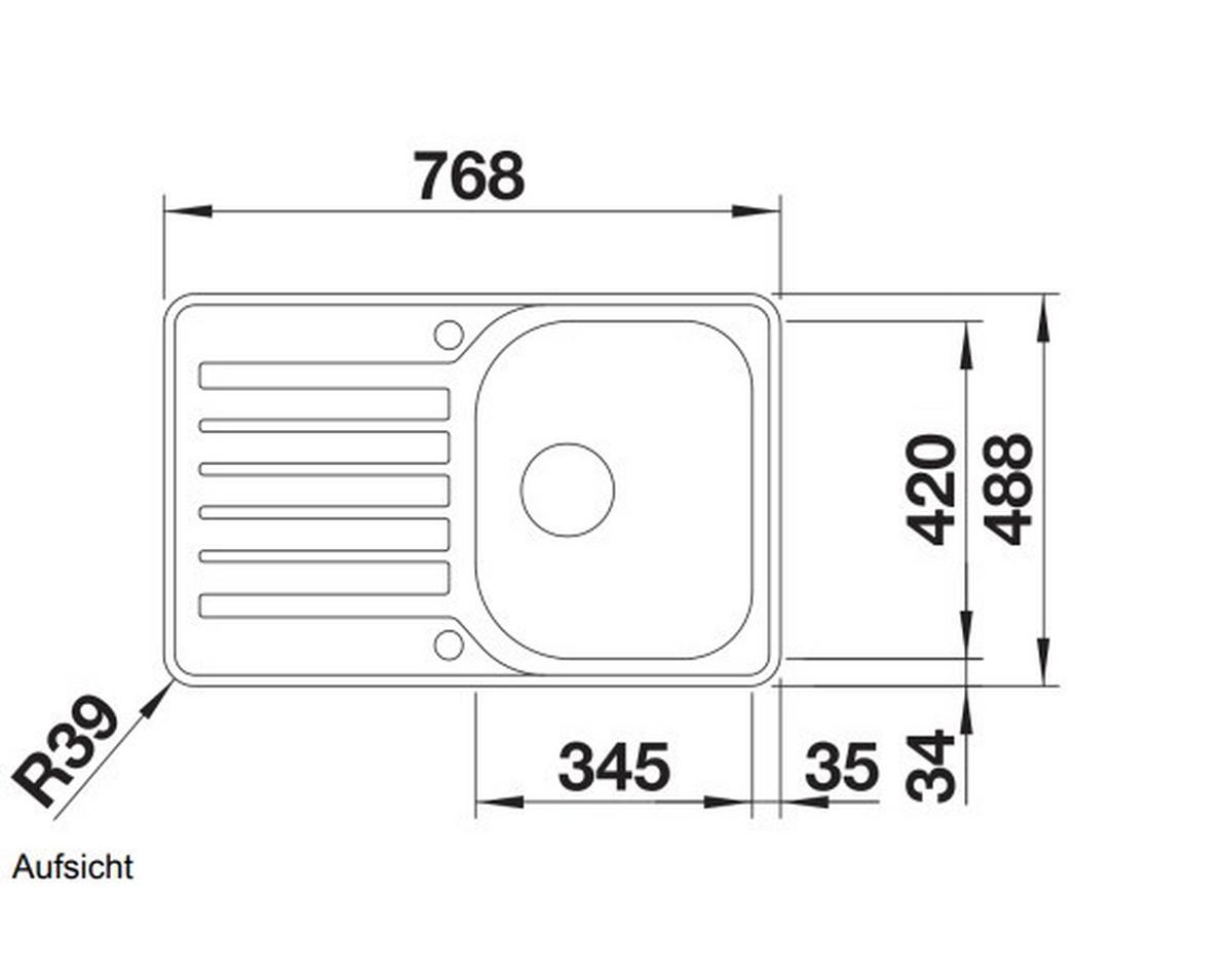 Spüle Lantos Edelstahlfarben - Edelstahlfarben, MODERN, Metall (76,8/48,8cm) - Blanco