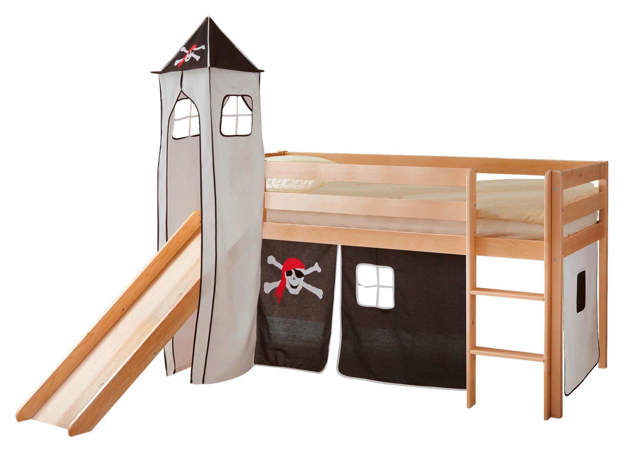 Spielbett Kasper ca. 90x200 cm Echtholz Schwarz/Weiß - Schwarz/Weiß, Natur, Holz (90/200cm) - Livetastic