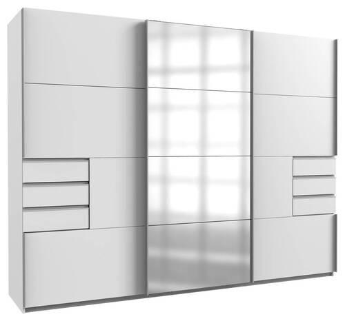 Schwebetürenschrank Saigon in Weiß ca. 270x208x64cm - Silberfarben/Alufarben, KONVENTIONELL, Glas/Holzwerkstoff (270/208/64cm) - Premium Living