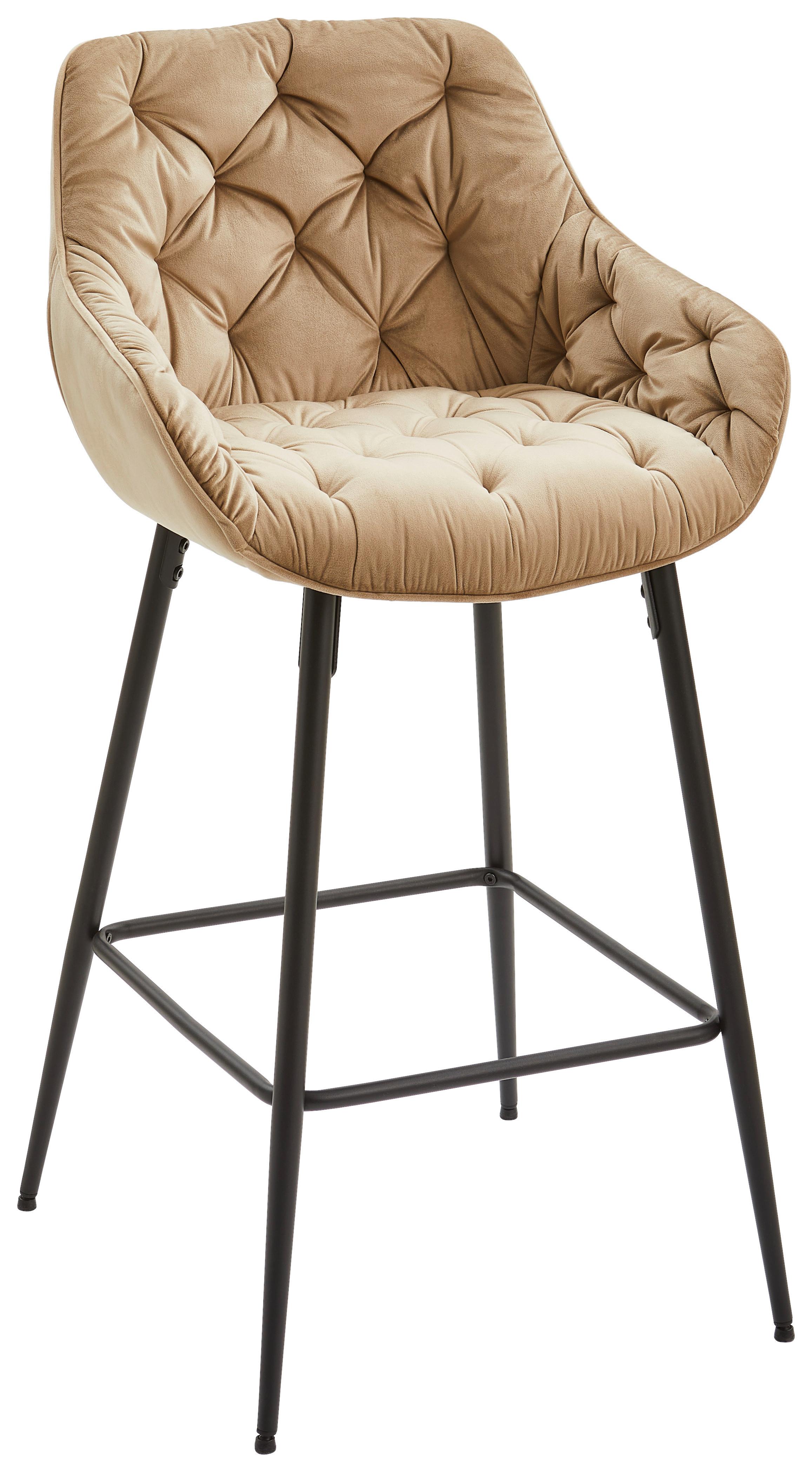 STOŁEK BAROWY LANGFORD - czarny/taupe, Modern, metal/drewno (55/105/57cm) - Livetastic