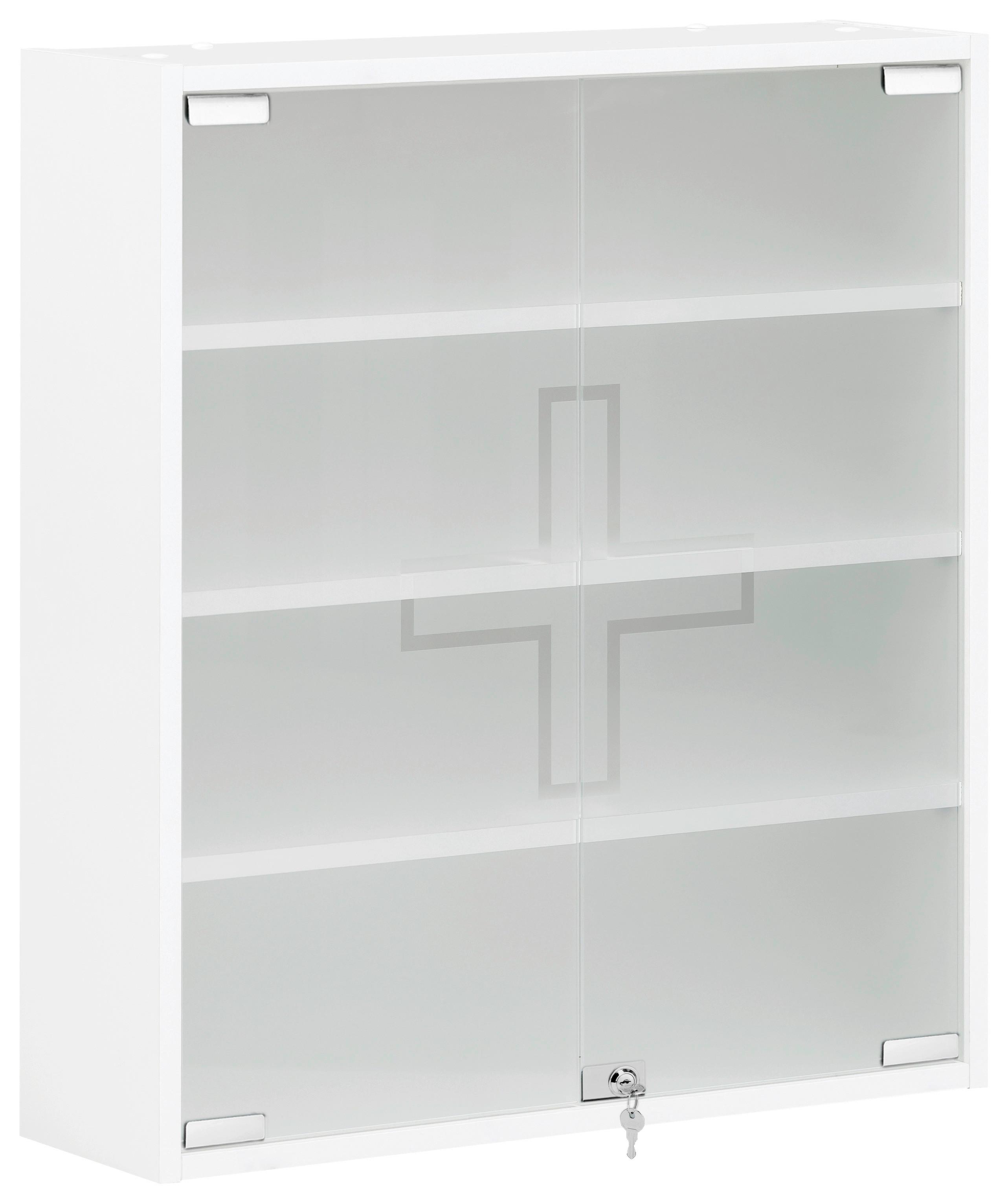 Omarica Za Zdravila Bjarne, Bela - bela, Moderno, steklo/leseni material (64,2/71,4/19,6cm) - Stylife