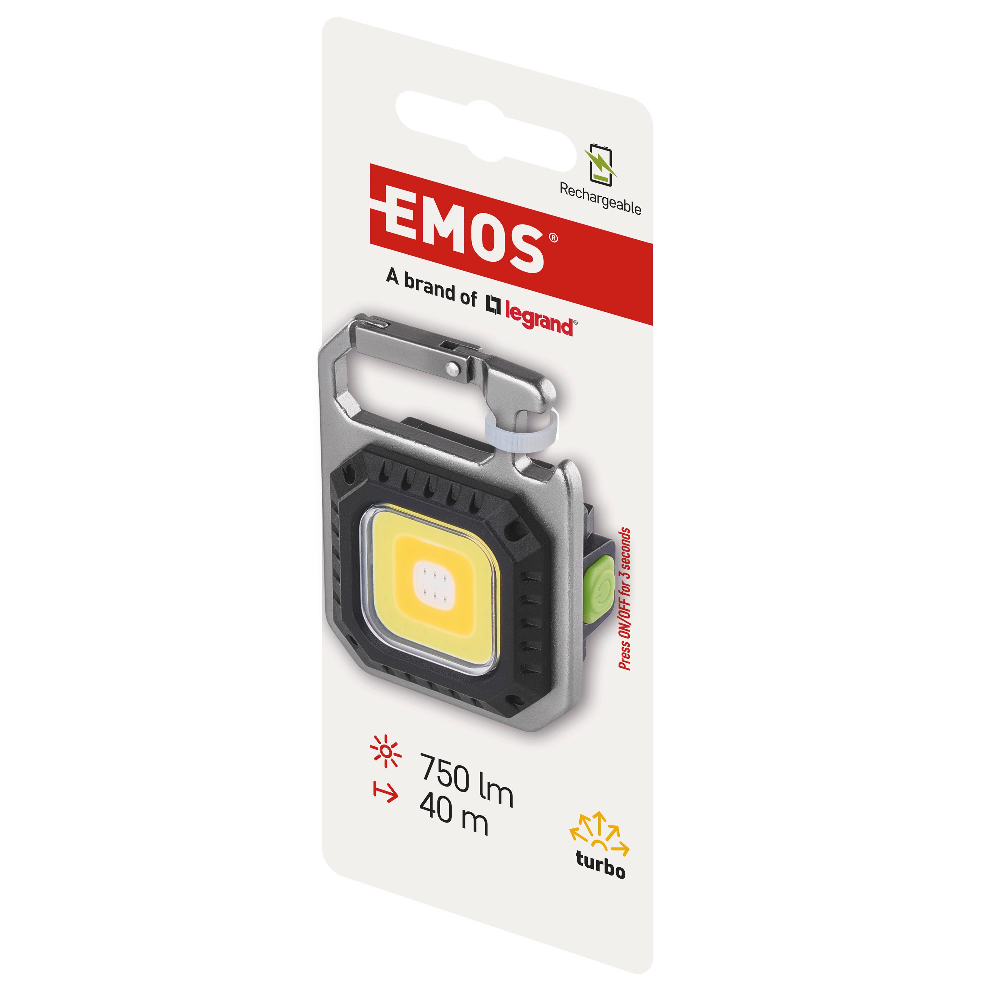 Tölthető LED Elemlámpa 750 Lumen - műanyag (6,1/4,5/2,1cm)
