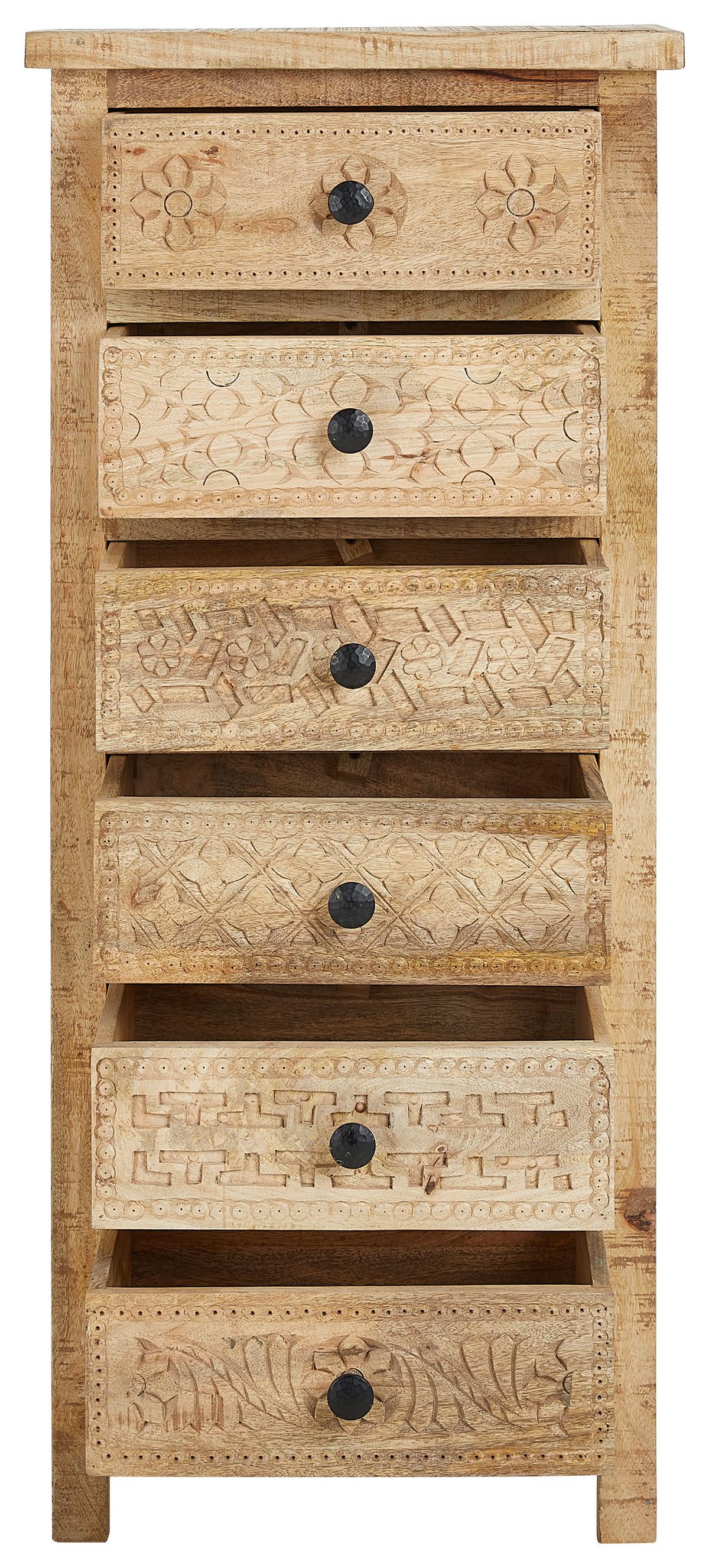 Kommode Carl in Naturfarben - Schwarz/Naturfarben, ROMANTIK / LANDHAUS, Holz/Metall (47/110/35cm) - Zandiara