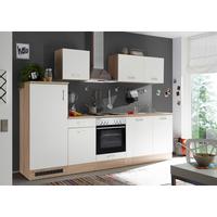 Küchenblock Economy Weiß/ Eiche m. Geräte B: ca. 280 cm - Eichefarben/Weiß, Basics, Holzwerkstoff (280cm) - Respekta